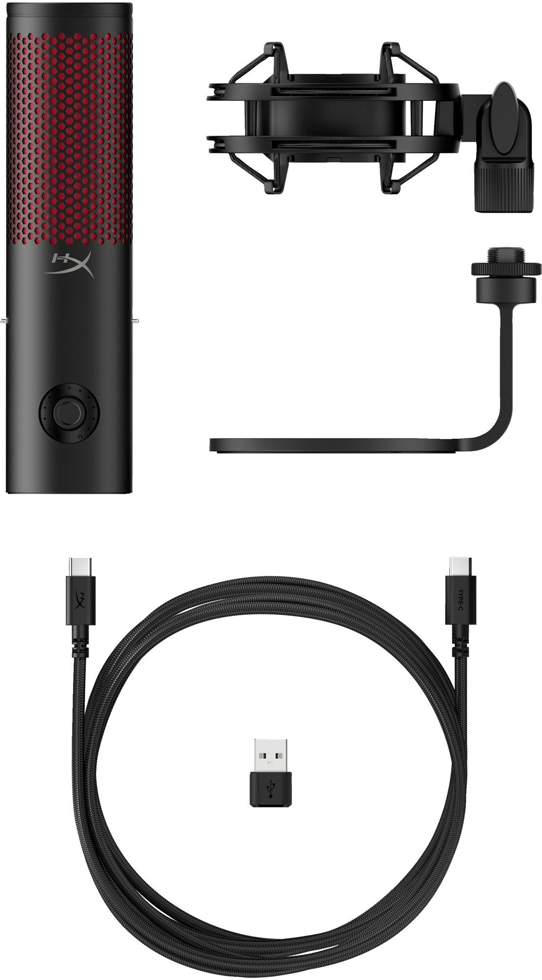 Microphone a condensateur HyperX QuadCast 2, USB, filtre anti-pop, noir