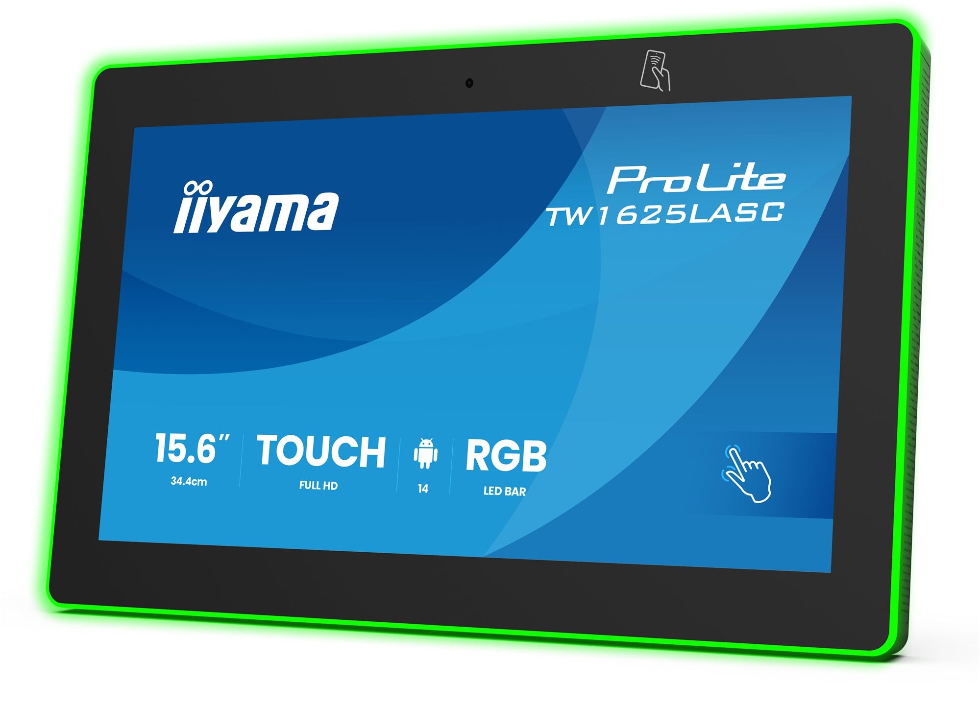 "iiyama TW1625LASC-B3PNR 15,6"" RGB LED-Lightbar Panel-PC avec Android 14+GMS SOC Octa-core RK3576 4 Go de mémoire 32 Go"
