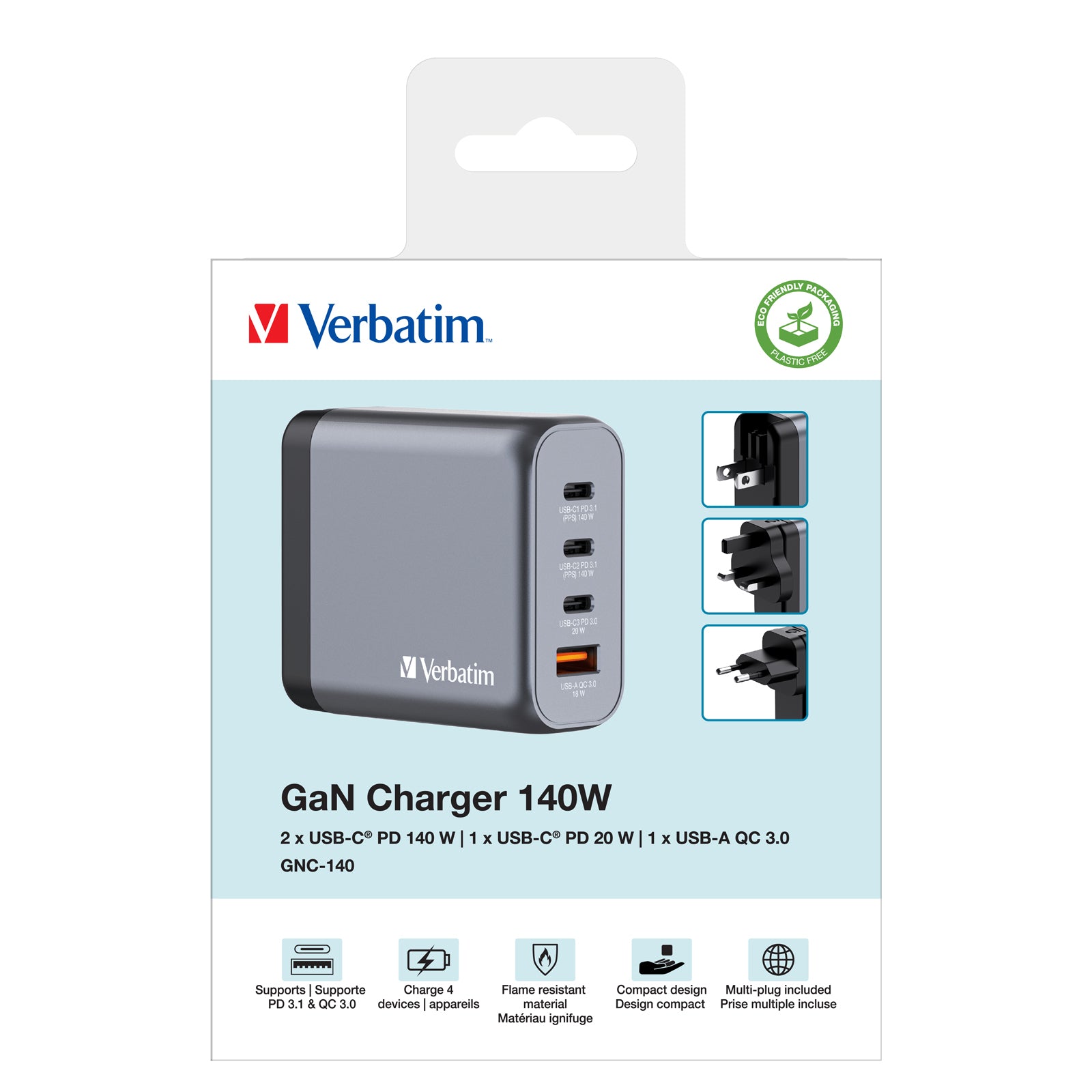 GNC-140 GaN Charger 4 Port 140W USB A/C