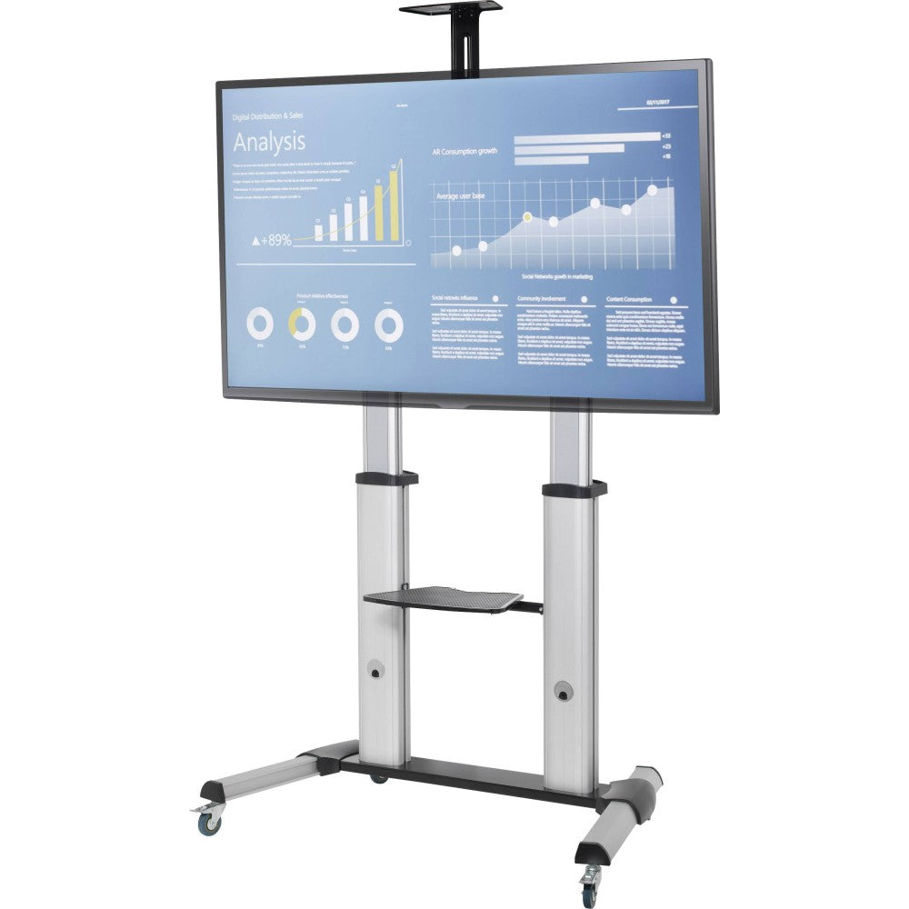 "Techly ICA-TR24 Support TV mobile 60-100"" jusqu'a 100kg réglable 2 étageres"
