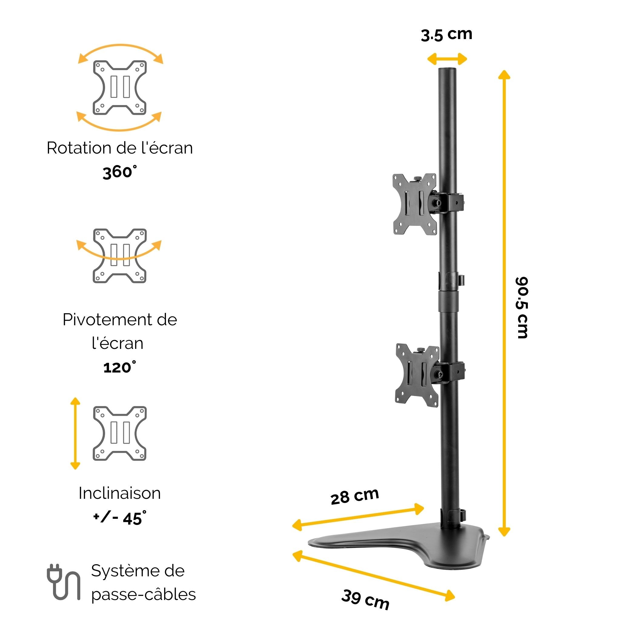 FELLOWES bras double vertical sur pied professional Serie