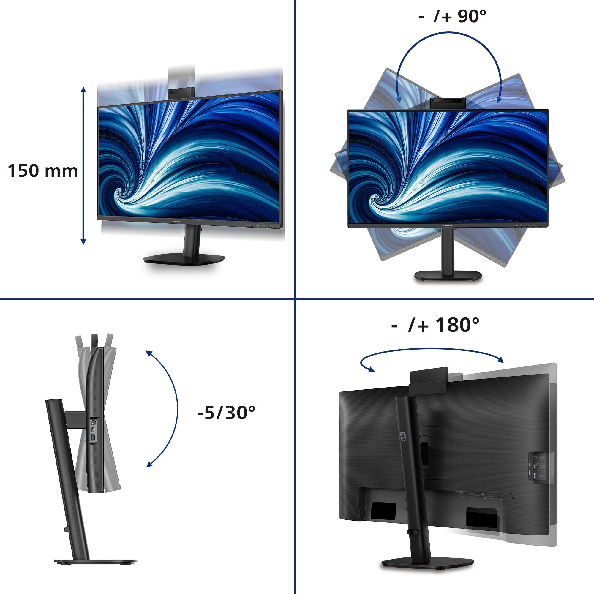PHILIPS 27p 2560x1440 120Hz IPS Flat H/A 150 MM SoftBlue Technology Smart Link Sync Second Screen Harmony TUV EyeSafe USB