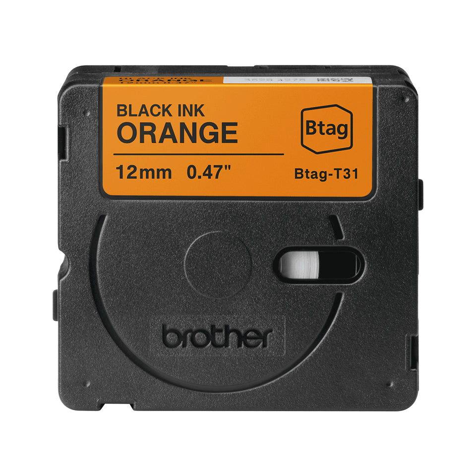 BROTHER 12MM BTAGT31 Ribbon Black on Orange