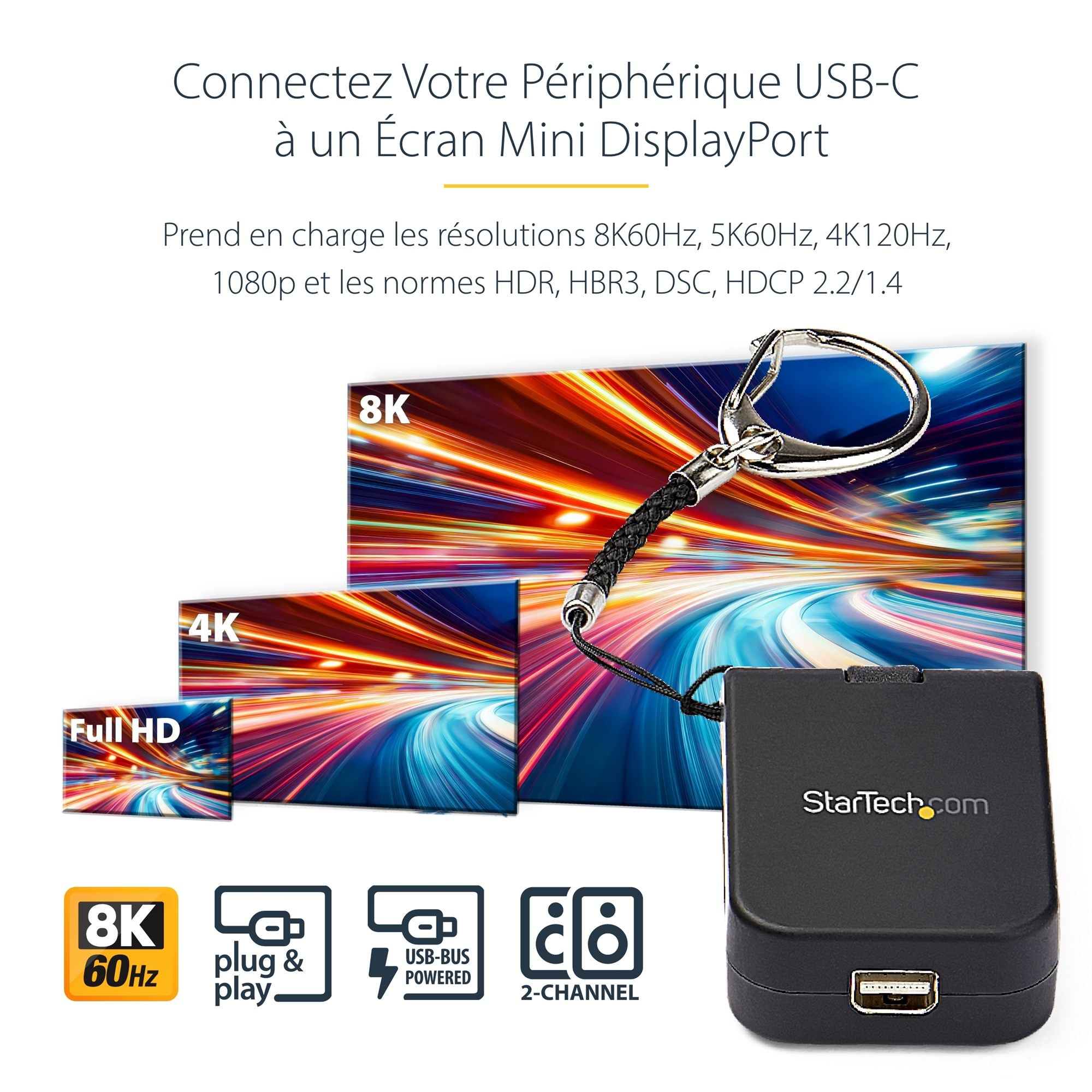 Keychain Adapter - USB C to mDP - 4K 60