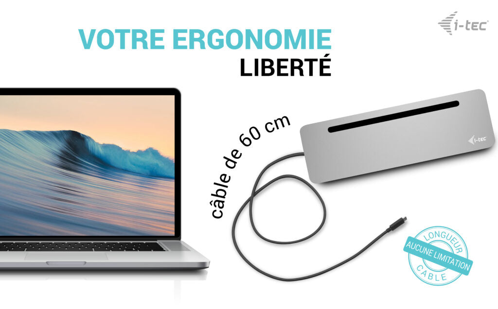 I-TEC USB-C Metal Ergonomic 4K 3x Display Docking Station with PD 100 W