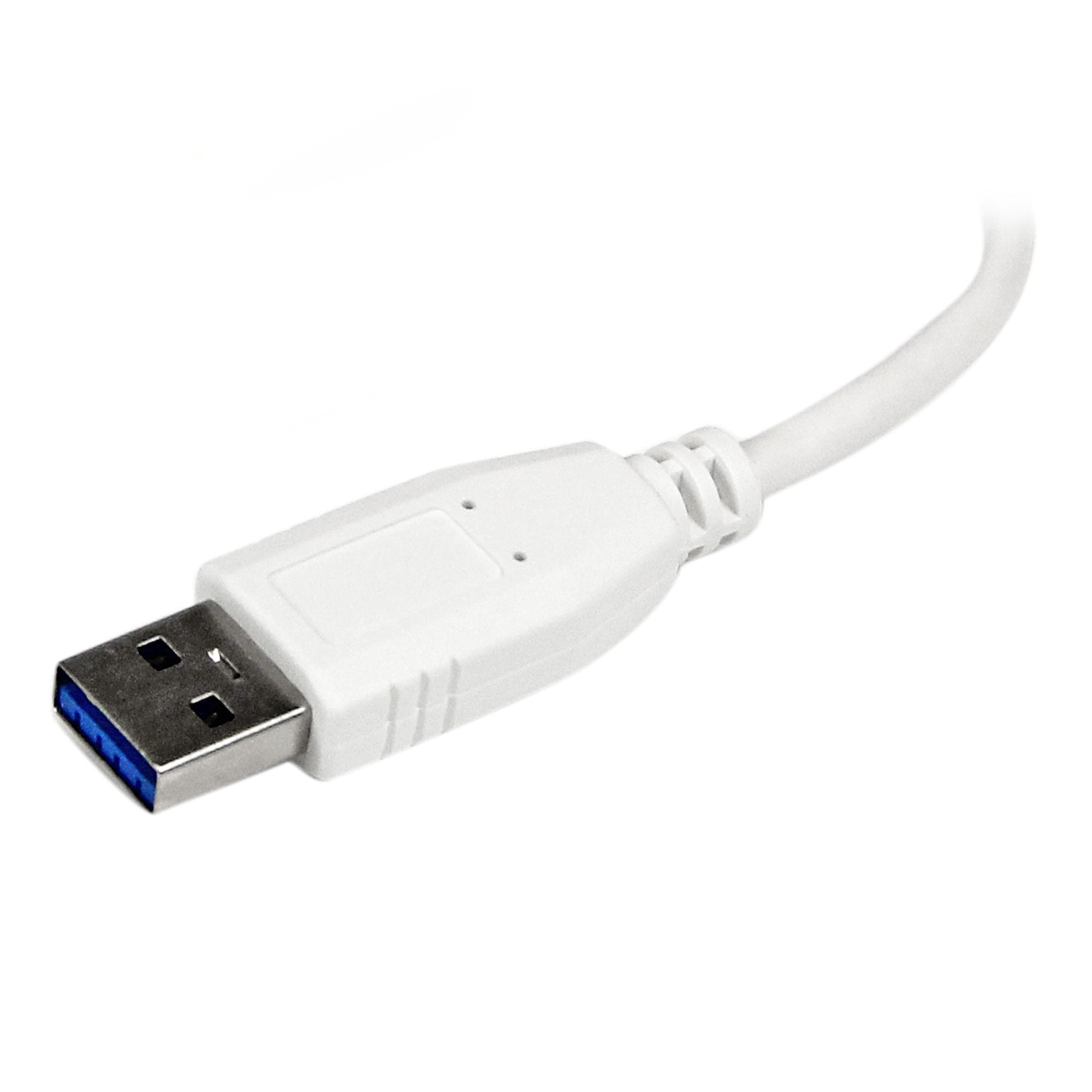 Portable 4 Port Mini USB 3.0 Hub - White