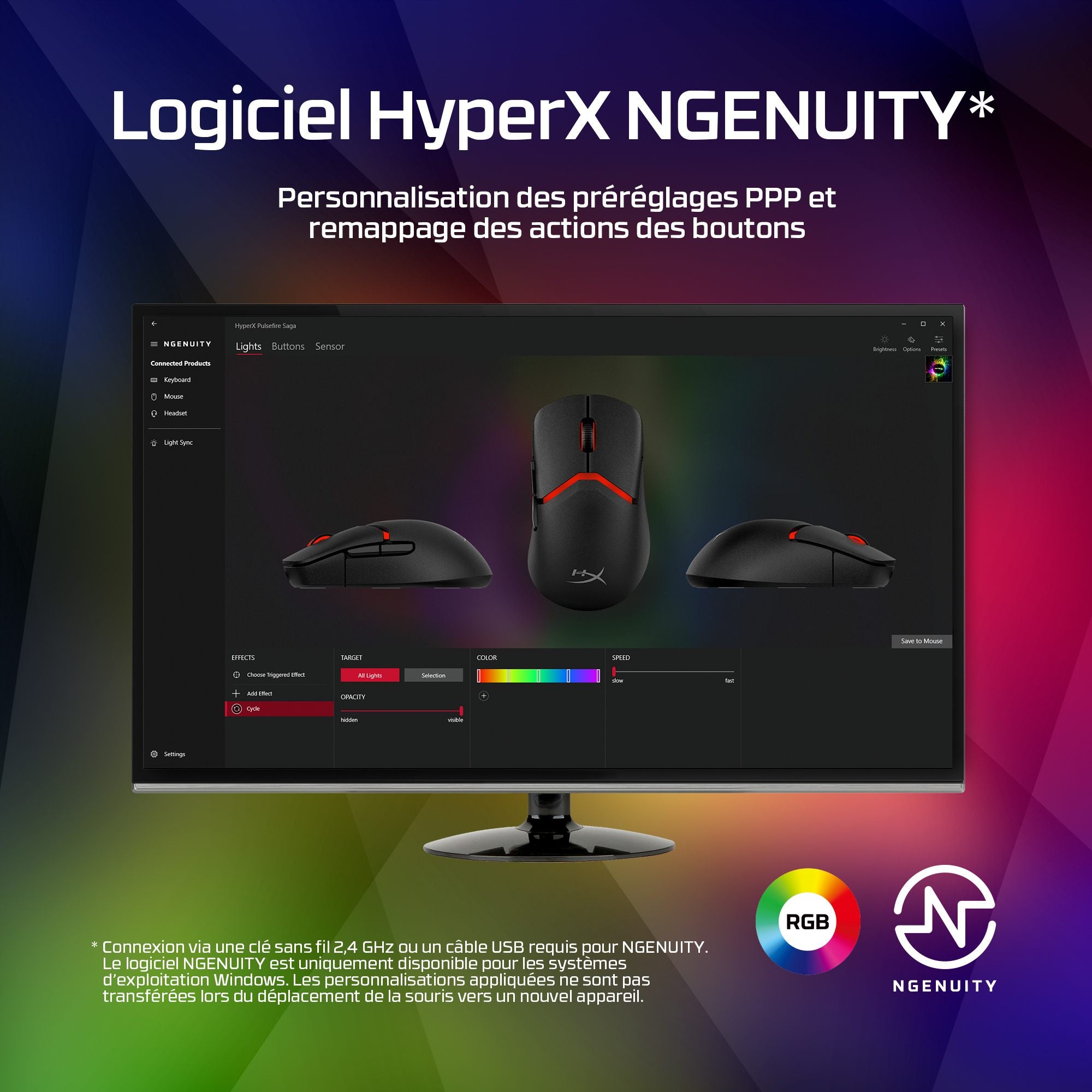 Souris Gaming HyperX Pulsefire Saga (Noire)