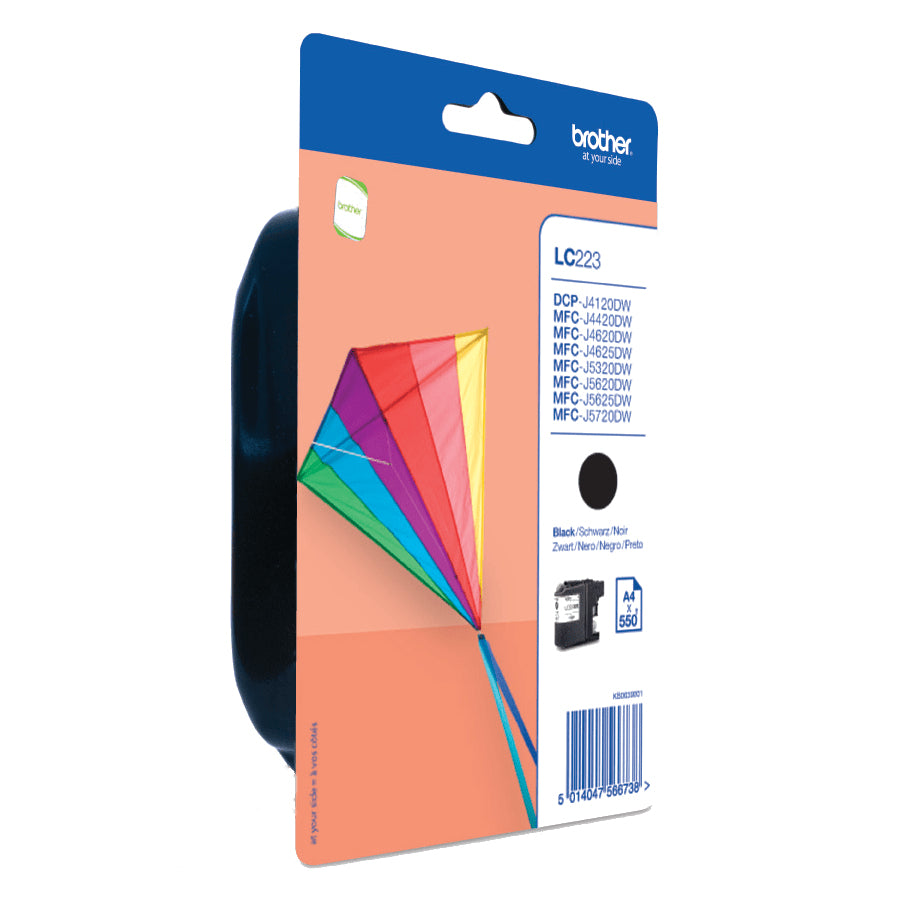 BROTHER LC-223 ink cartridge black standard capacity 550 pages 1-pack blister without alarm