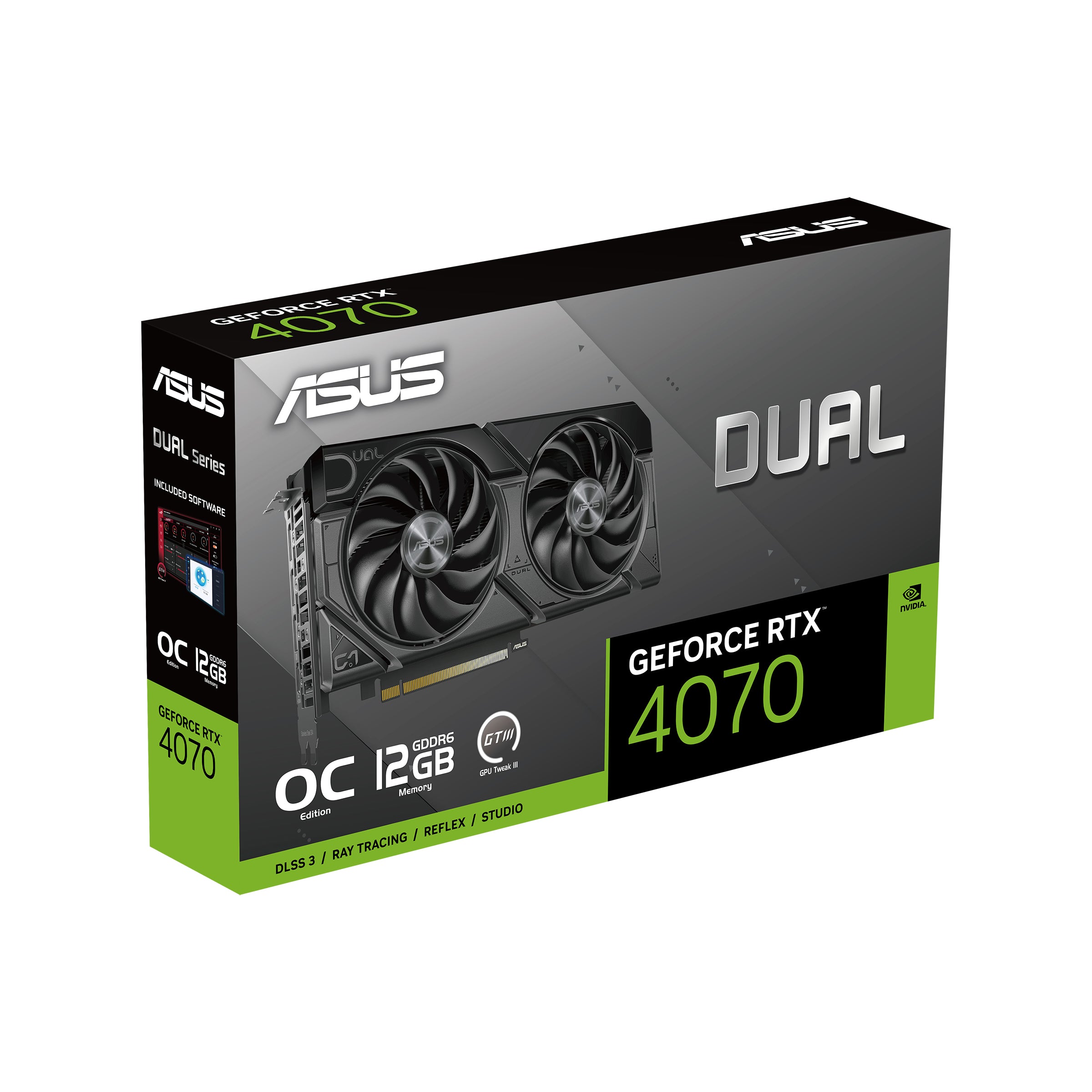 ASUS Dual GeForce RTX 4070 EVO OC Edition 12Go GDDR6 PCIe 4.0 HDMI 2.1a DisplayPort 1.4a