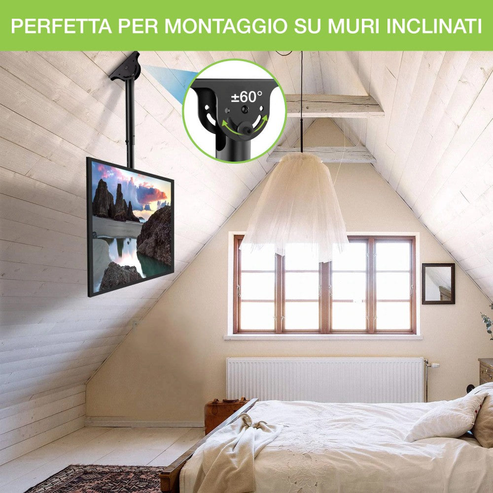 "Techly ICA-CPLB 922L Support de plafond pour TV 23-42"" LED/LCD 50kg réglable"