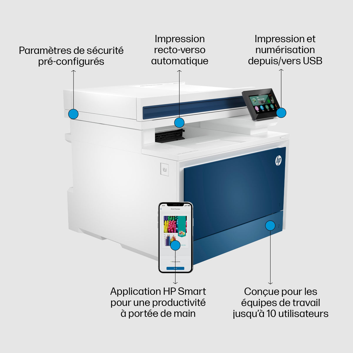 HP Color LaserJet Pro MFP 4302dw MFP colour laser A4 33ppm Copy 33ppm Print 300sheets LAN USB Wi-Fi Bluetooth