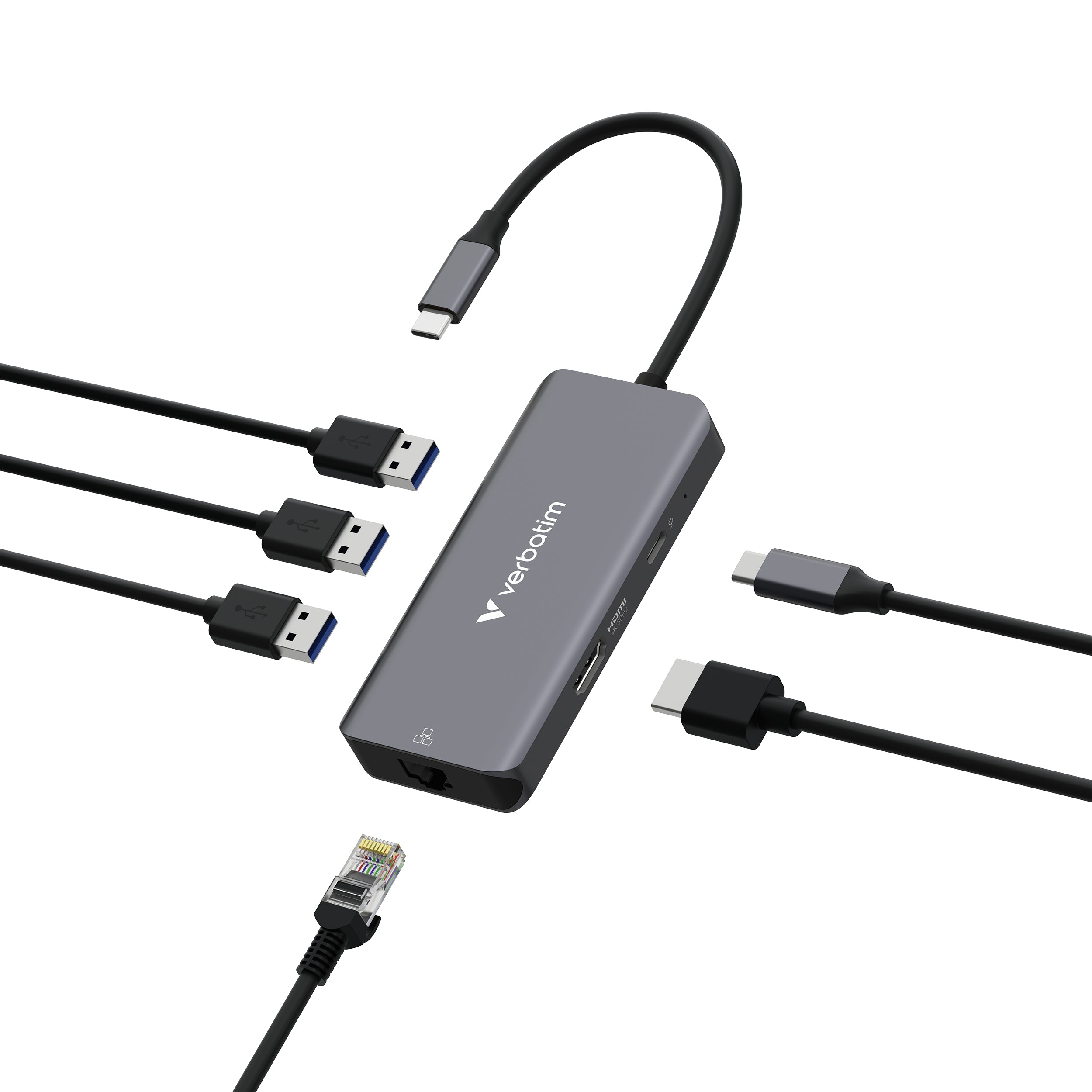 VERBATIM USB-C ESSENTIALS MULTIPORT HUB 6 PORT WITH RJ45 WCF (P)