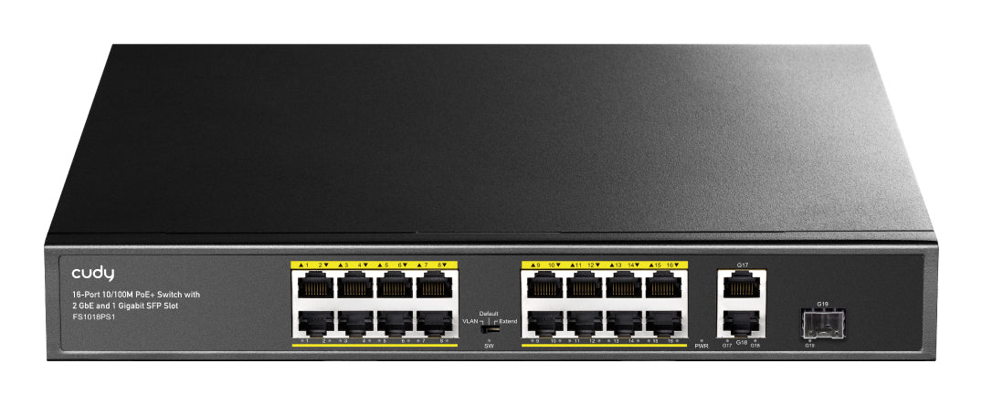 Cudy FS1018PS1 commutateur réseau Fast Ethernet (10/100) Connexion Ethernet, supportant l'alimentation via ce port (PoE) Gris