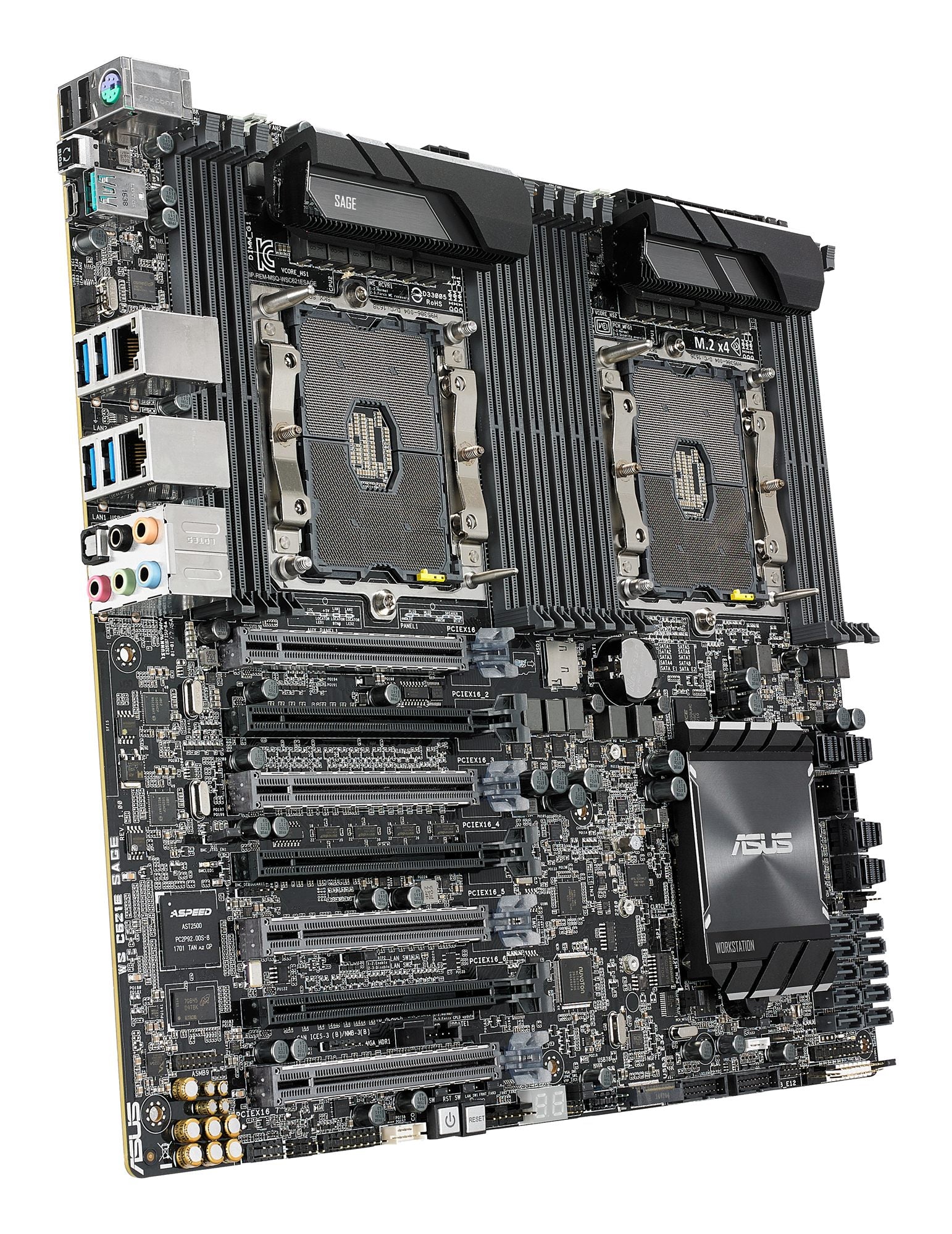 ASUS WS C621E SAGE BMC LGA 3647 Workstation Board Intel C621 with quad-strength graphics support and 12 DDR4 memory slots