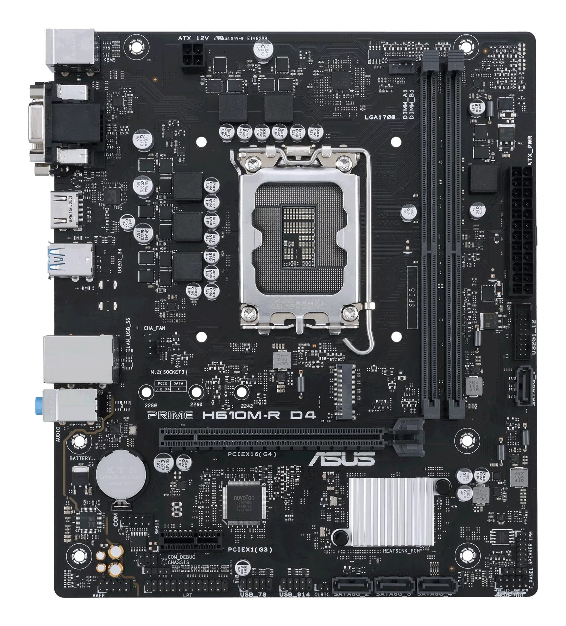 ASUS PRIME H610M-R D4 Intel H610 LGA 1700 2DDR4 1xPCIe 4.0/3.0 x16 1xM.2 4xSATA 6Gb/s 4xUSB 3.2 microATX MB