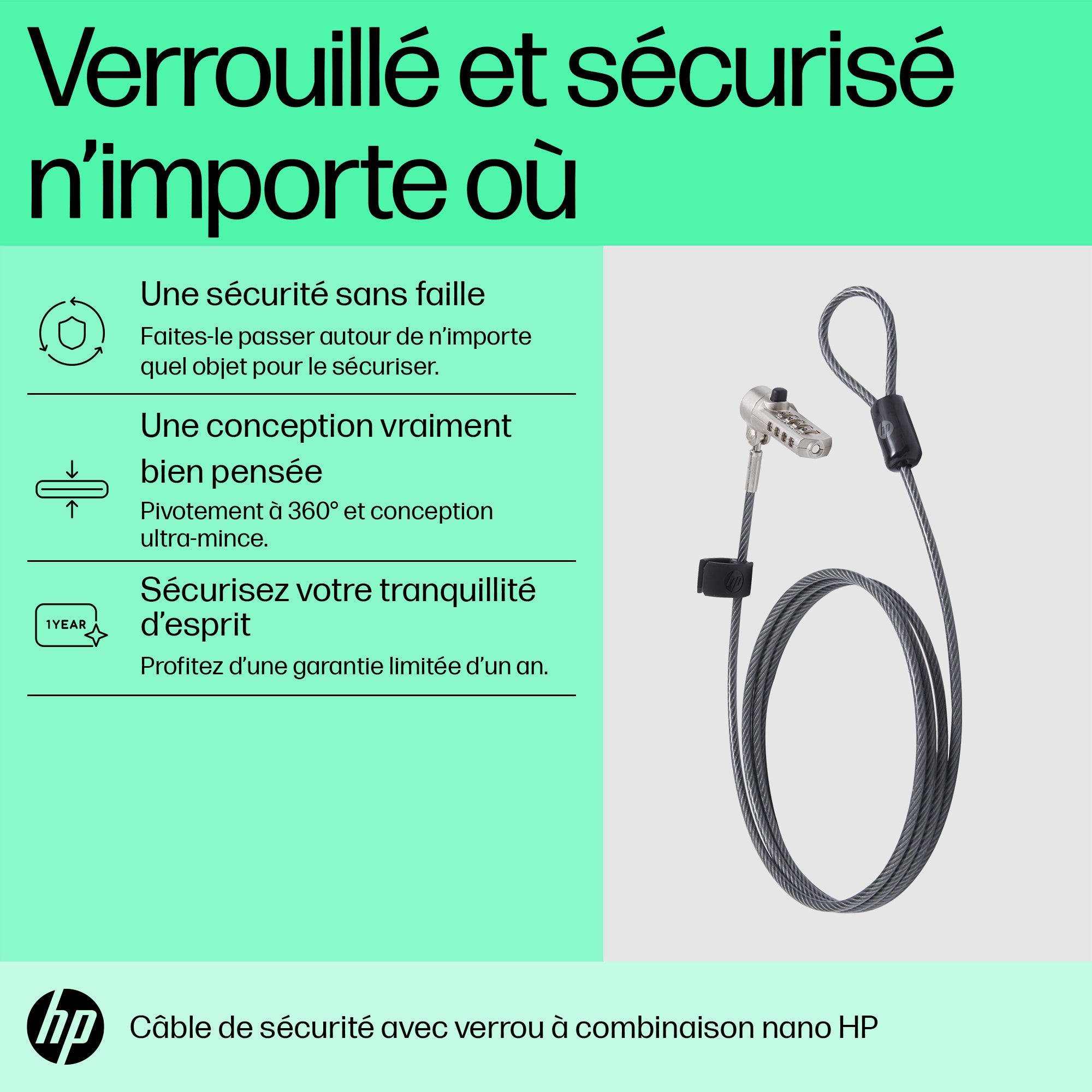 HP Nano Combination Cable Lock