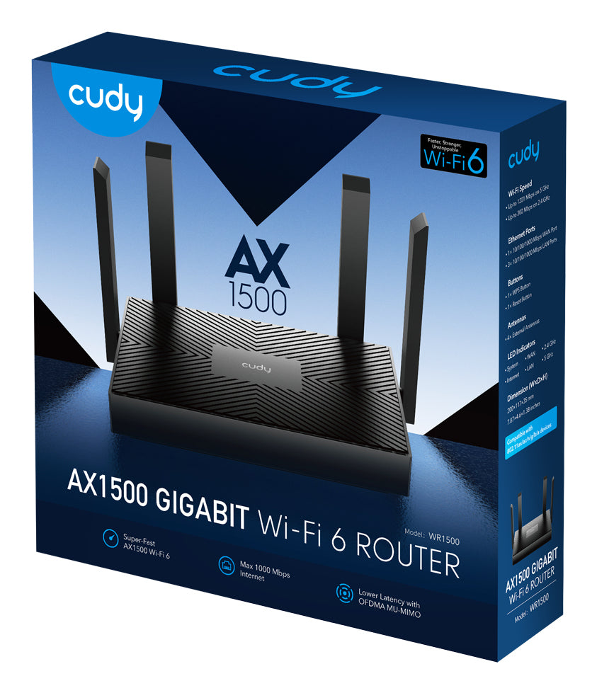 Cudy WR1500 routeur sans fil Gigabit Ethernet Bi-bande (2,4 GHz / 5 GHz) Noir