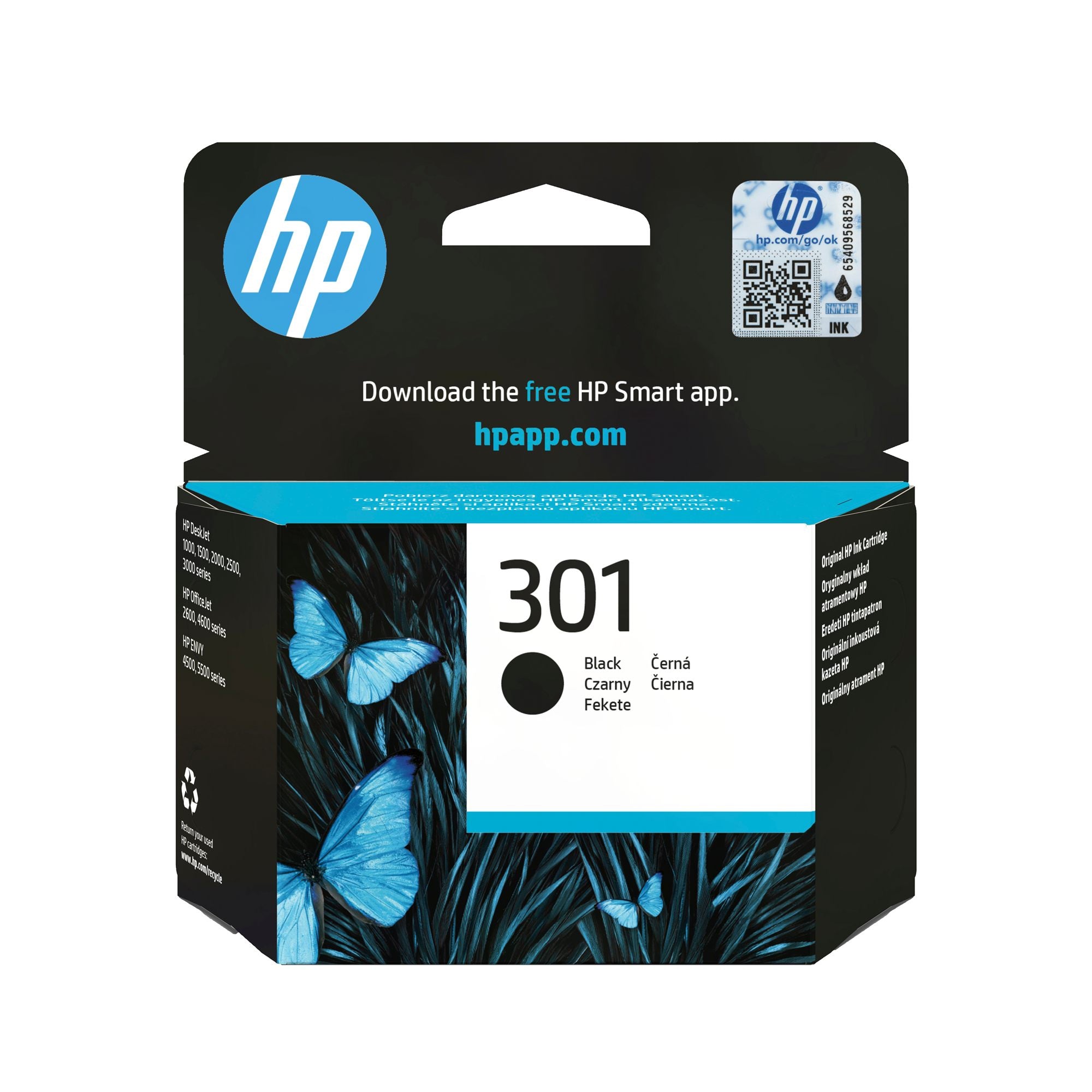HP 301 original Ink cartridge CH561EE 310 black standard capacity 3ml 190 pages 1-pack Blister multi tag