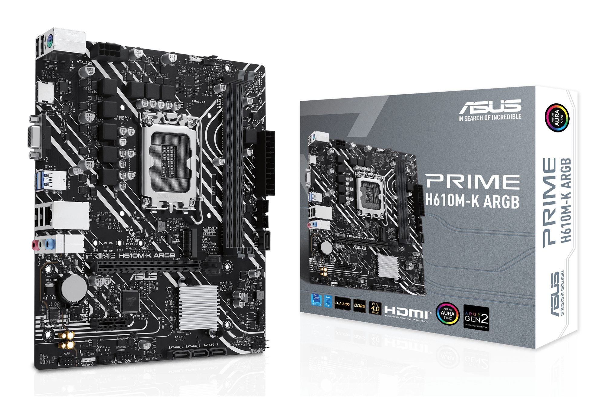 ASUS PRIME H610M-K ARGB LGA 1700 2DDR5 microATX 4xSATA MB 1xHDMI 2.1 1xD-Sub 1xM.2