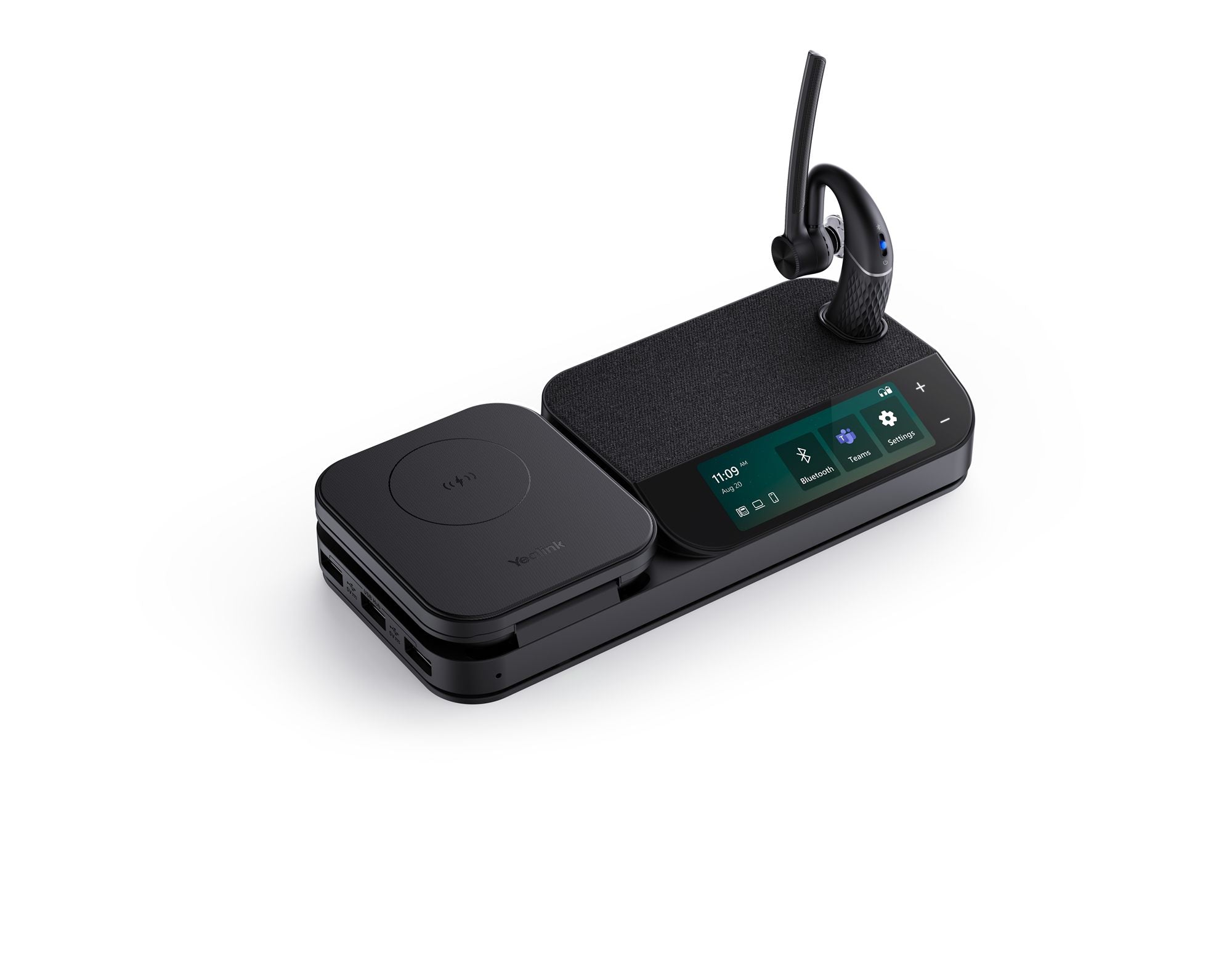 Yealink BH71 Workstation Sans fil Crochets auriculaires Bureau/Centre d'appels USB Type-C Bluetooth Socle de chargement Noir