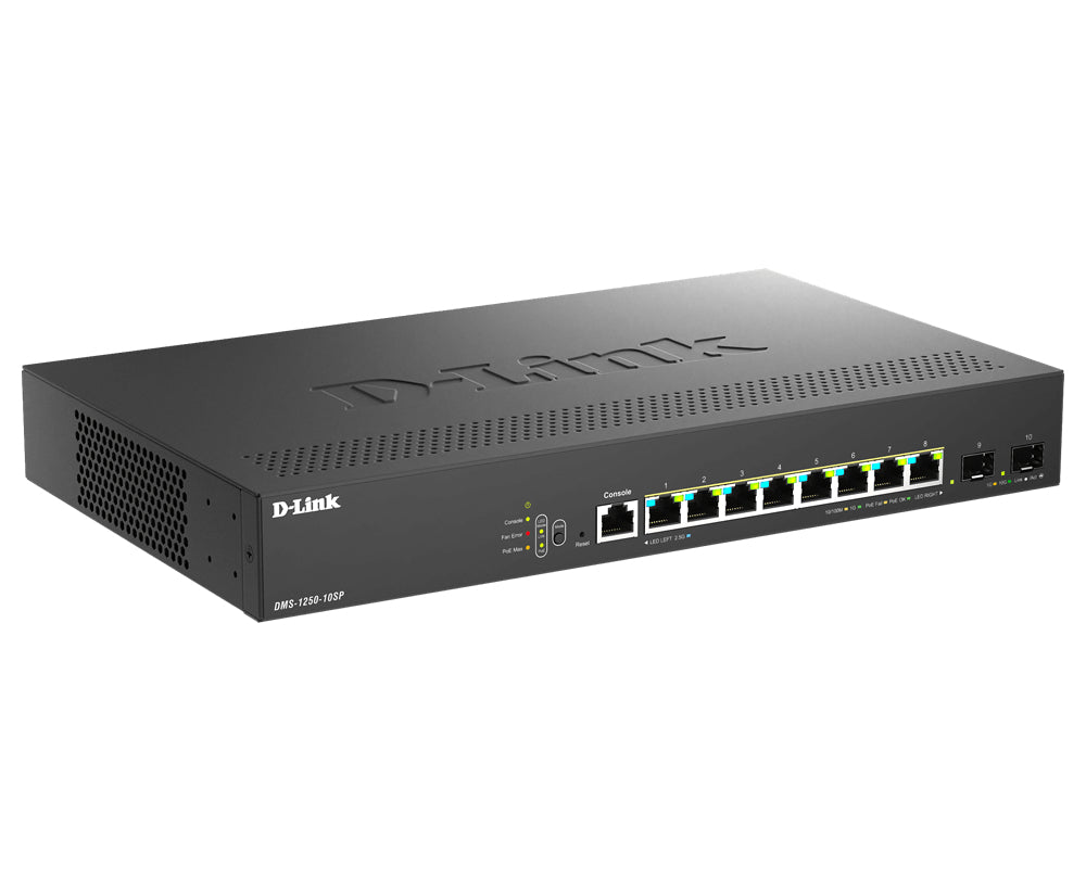 D-LINK Smart+ L2+ 8 ports 2.5 GbE PoE+ and 2 ports 10 GbE SFP+ - Budget PoE 240 W