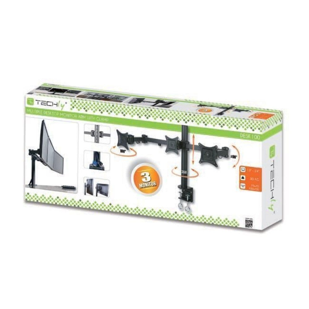 Techly ICA-LCD 482-T Support de 3 Moniteurs 13-24” LCD 10kg Bureau Rotatif