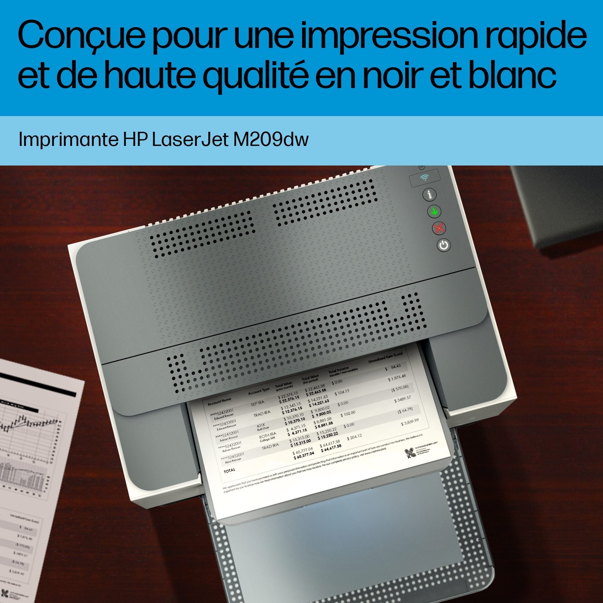 HP LaserJet M209dw Printer Mono B/W Duplex laser A4 600x600dpi 29ppm capacity: 150 sheets USB 2.0 LAN Wi-Fi Bluetooth LE