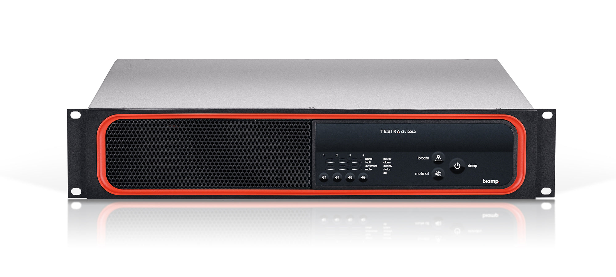 Biamp Tesira - 4-channel, 2400W asymmetric amplifier, dual power banks.