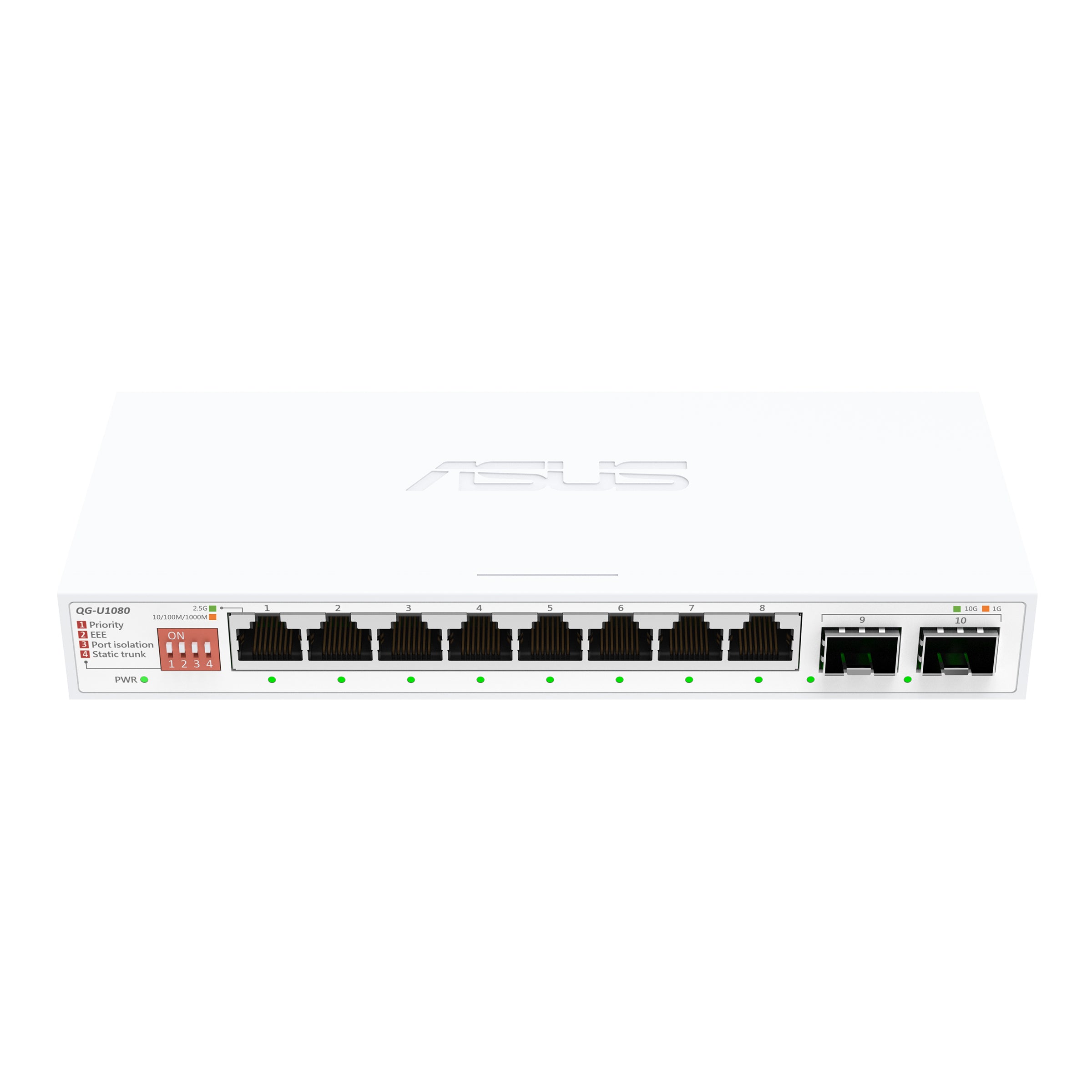 ASUS QG-U1080 Commutateur non administrable 5 ports 2.5G et 2 ports 10G SFP+ prenant en charge 4 modes intelligents