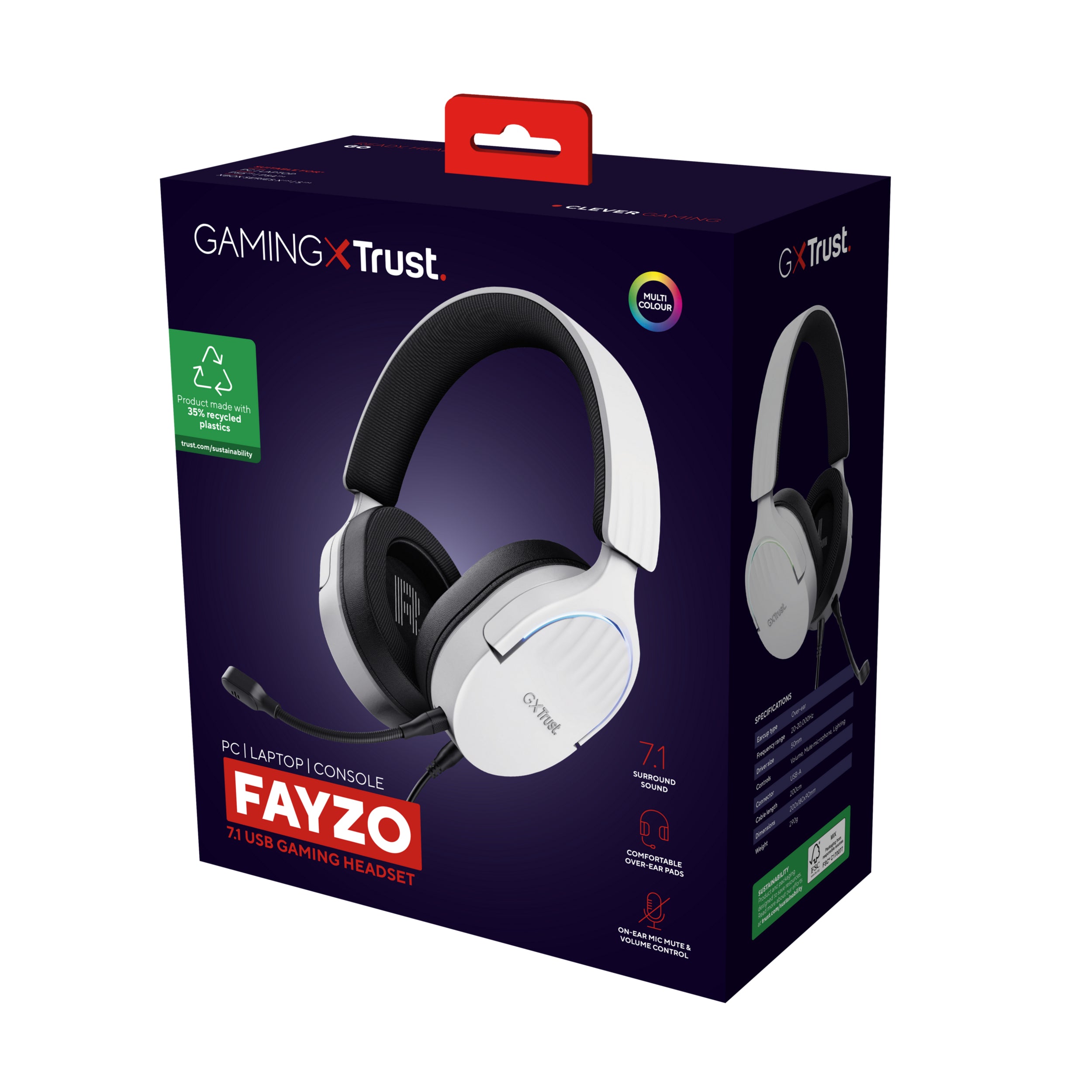 TRUST Casque micro FAYZO 7.1 USB pour PC & Console - White