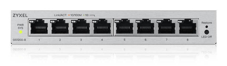 Zyxel GS1200-8V3 Géré L2 Gigabit Ethernet (10/100/1000) Bureau Gris