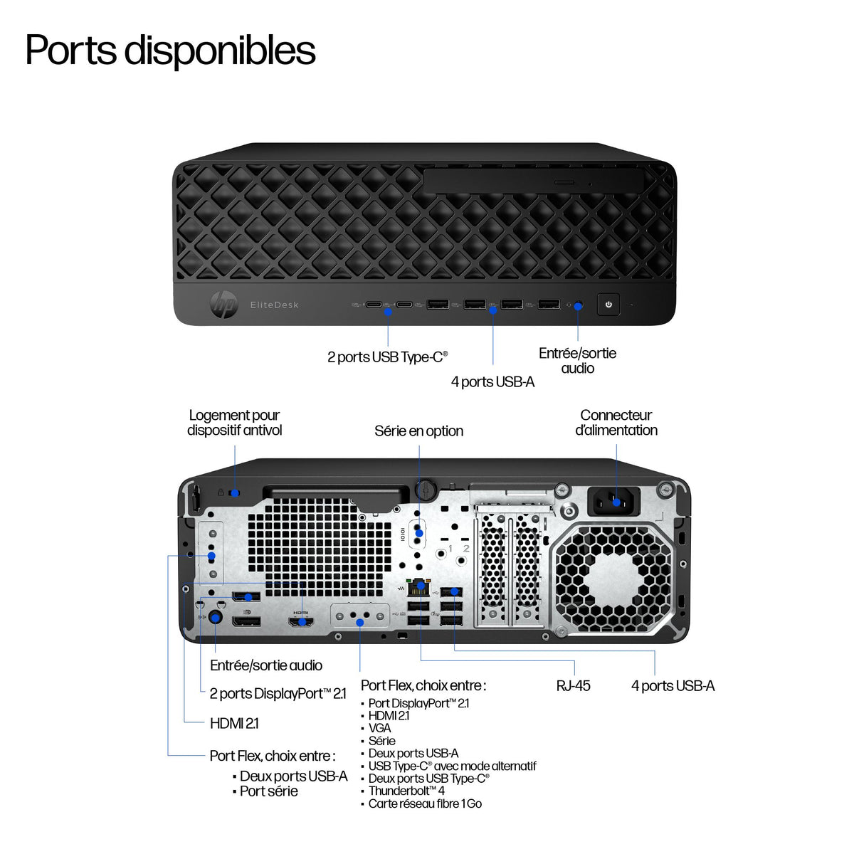 HP EliteDesk 8 SFF G1i Intel Core Ultra 9 285 32Go DDR5 1To SSD RTX A400 W11P HIE 3/3/3
