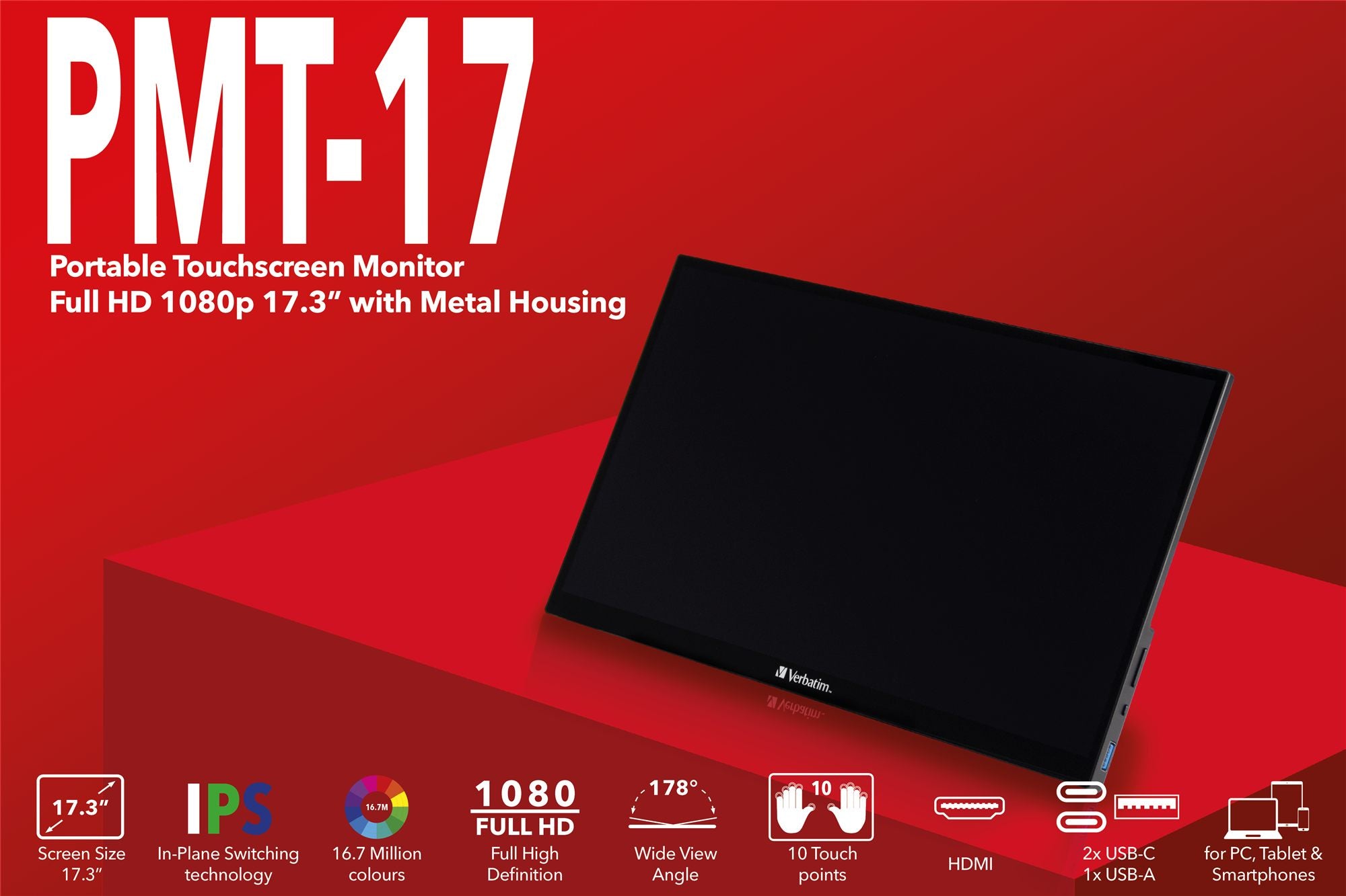 PMT-17 Portable Touchscreen Monitor 17.3
