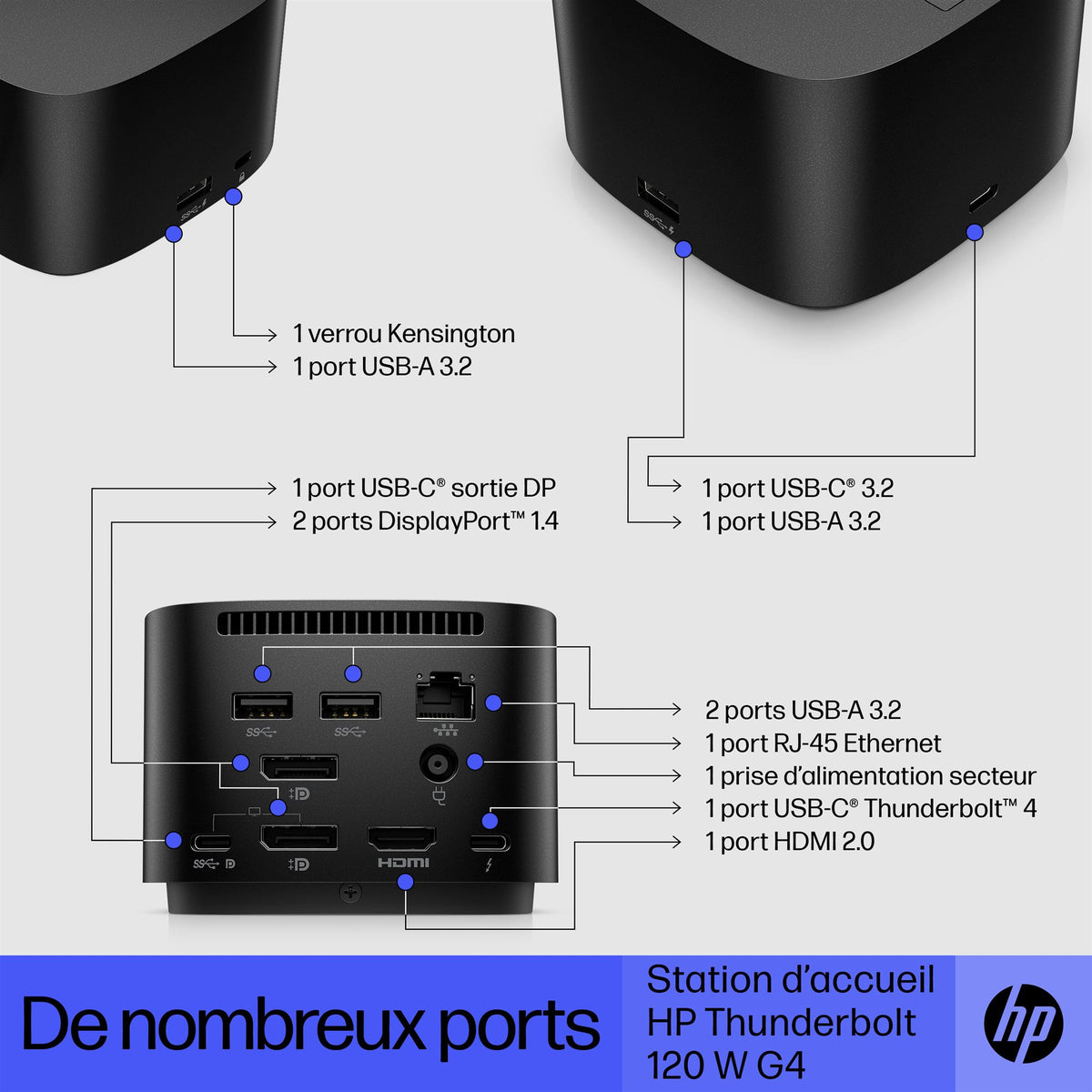 HP Thunderbolt 120W G4 Dock Avec fil Thunderbolt 4 Noir