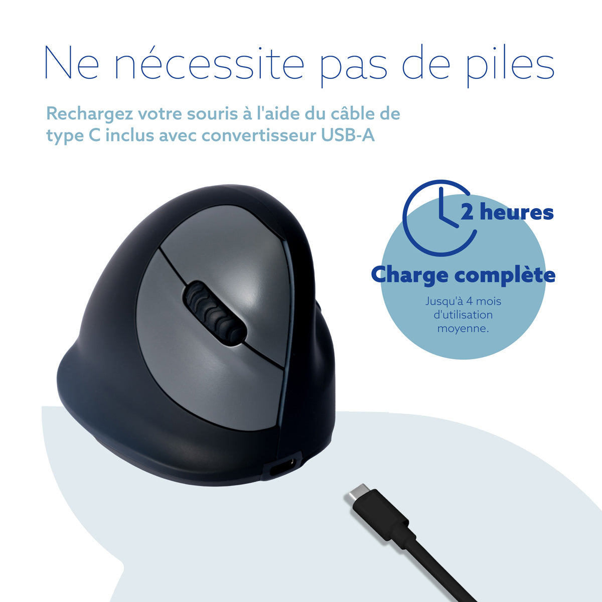 R-GO TOOLS Souris HE Break, droiter, Bluetooth, M noire