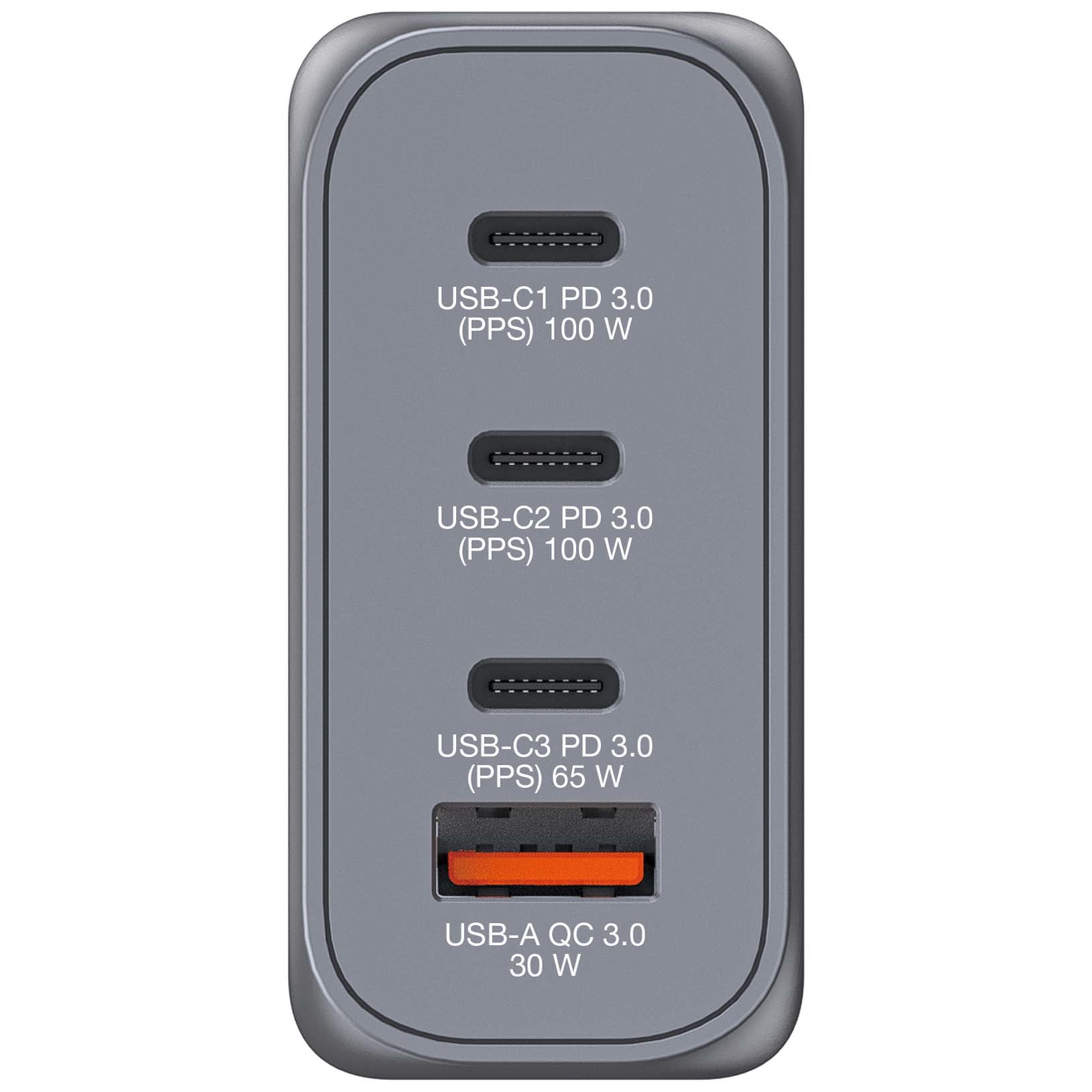 GNC-100 GaN Charger 4 Port 100W USB A/C