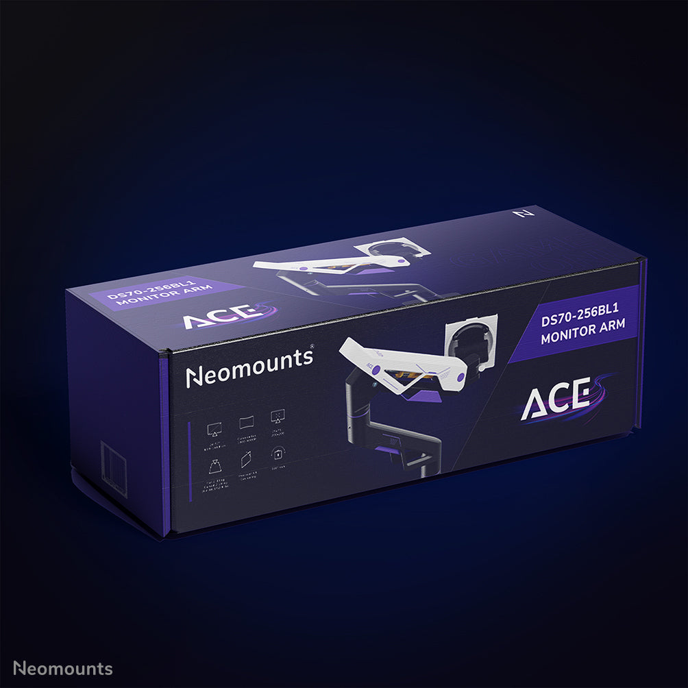 NEOMOUNTS ACE DS70-256BL1-Support à fixer gaming pour écran simple - 24-57" - 2-30 kg -ressort à gaz - arrêt à 180°- inclinaison