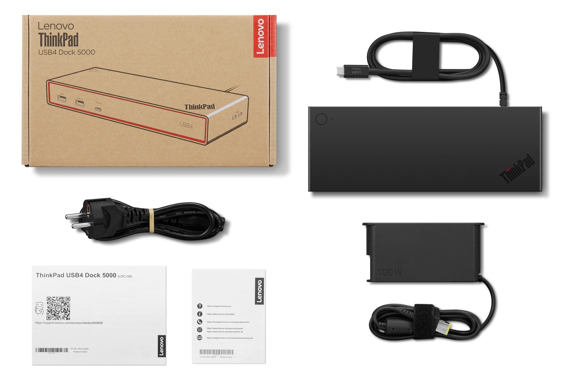 LENOVO ThinkPad 5000 Docking station USB4 HDMI 2xDisplayport (DP) 2xUSB-C LAN (RJ-45) 1GbE 4xUSB 100Watt Europe (EU)