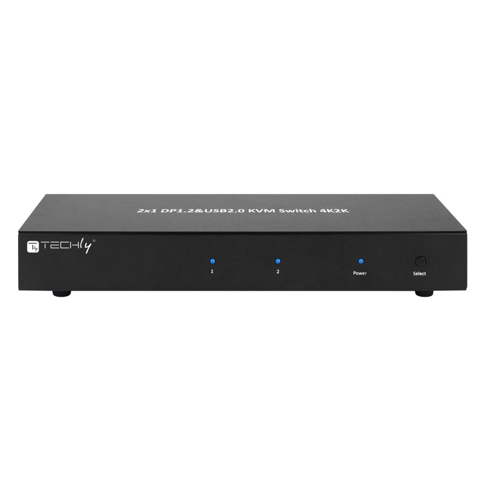 Techly IDATA DP-KVM2 Commutateur KVM 2x1 DisplayPort/USB 4K Double-Vidéo avec USB 2.0