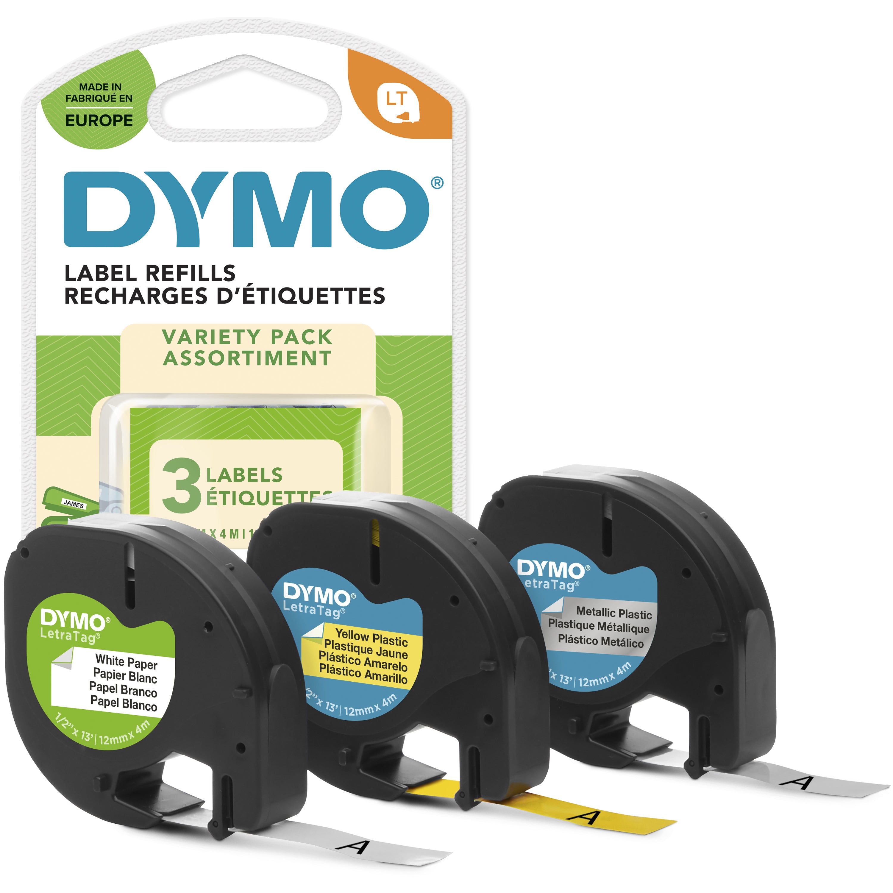 DYMO 3 rubans pour LetraTag 12 mm x 4 m