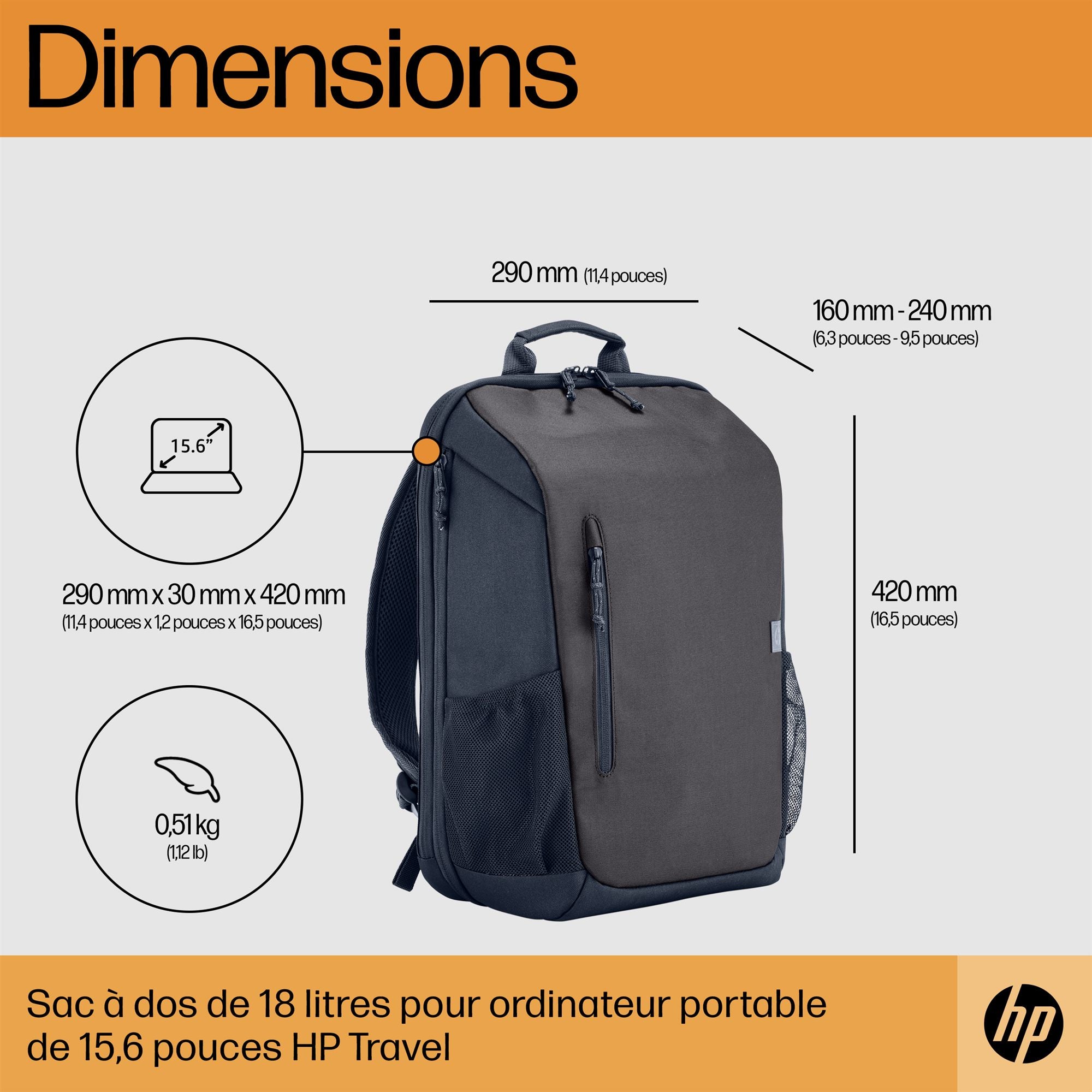 HP Travel 18 Liter 15.6p Iron Grey Laptop Backpack