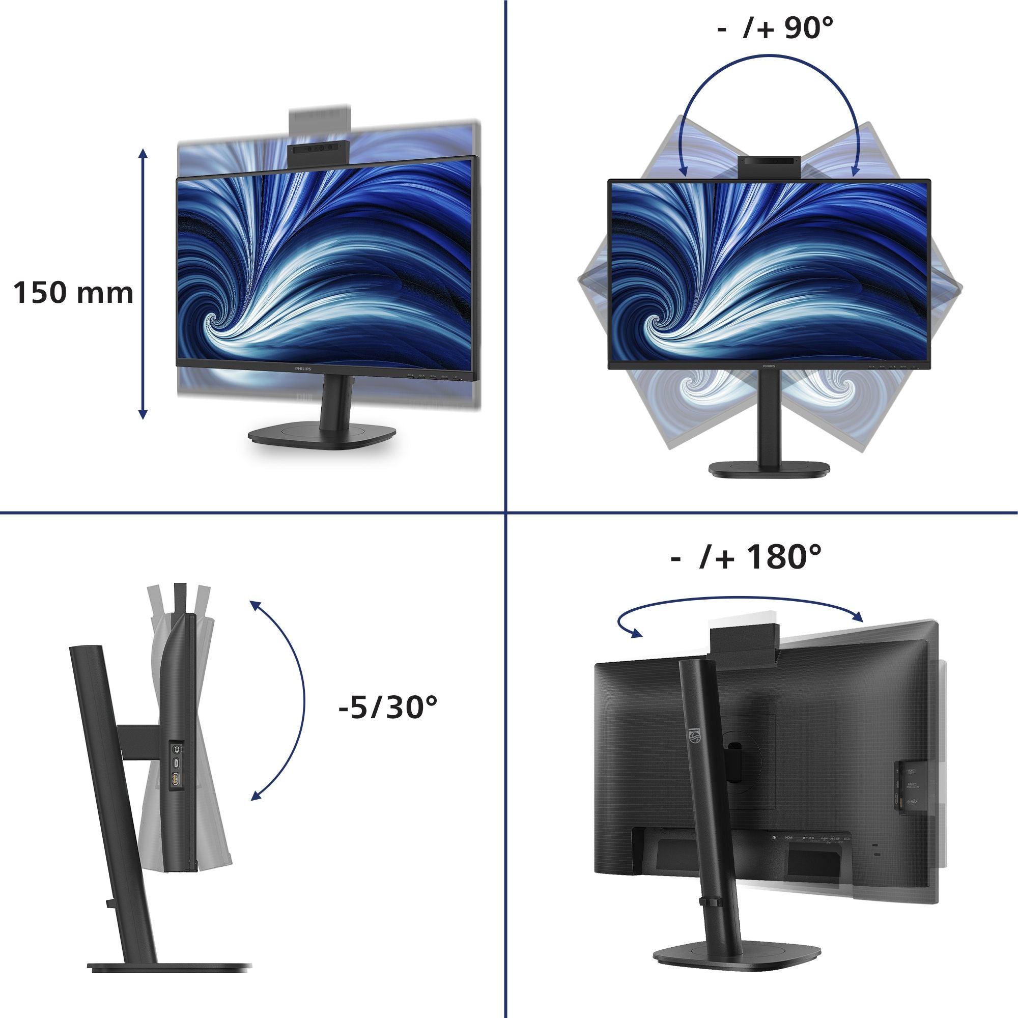 PHILIPS 23.8p 1920x1080 120Hz IPS Flat H/A 150 MM SoftBlue Technology Smart Link Sync Second Screen Harmony TUV EyeSafe USB