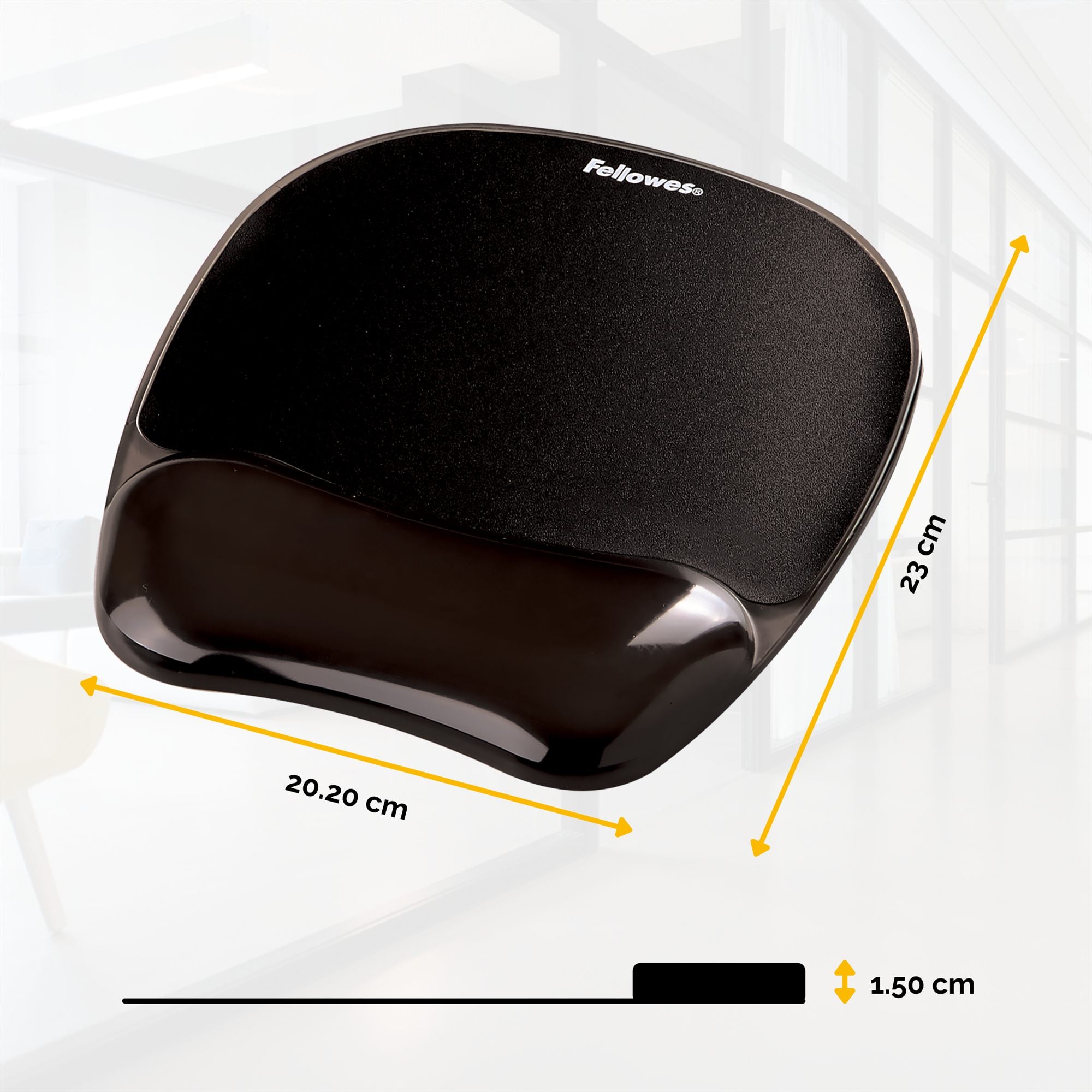 FELLOWES - Tapis de souris - Repose-poignets Gel Crystal™ Noir