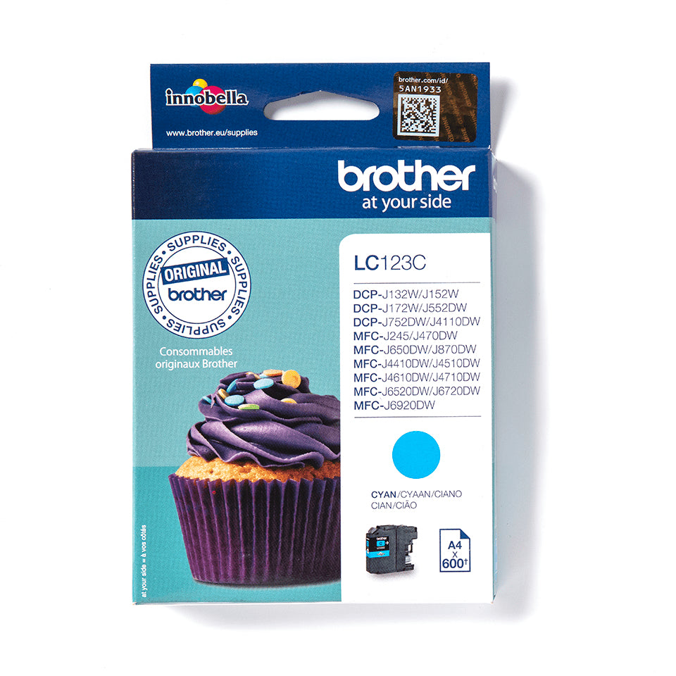 BROTHER LC-123 cartouche dencre cyan capacité standard 600 pages pack de 1