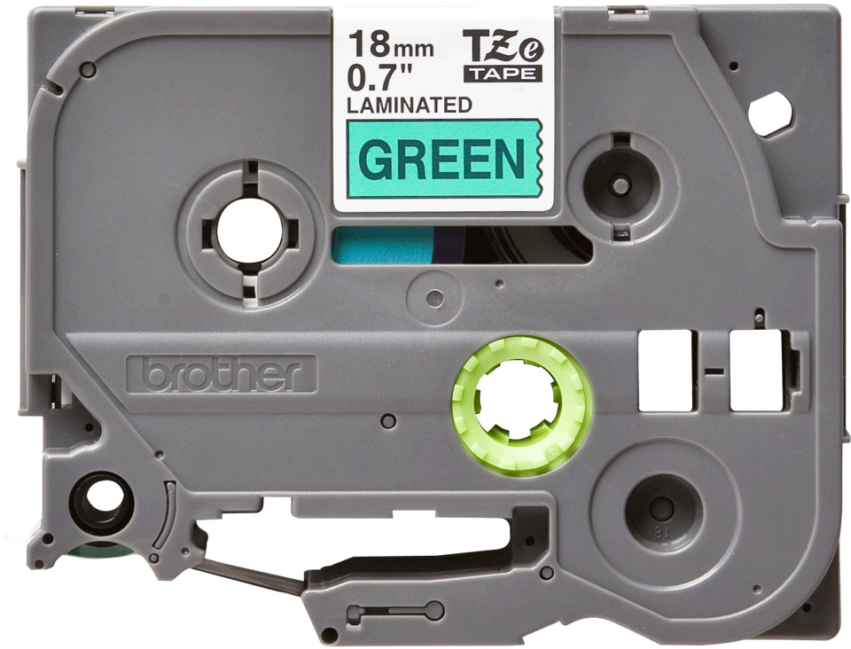 BROTHER P-TOUCH TZE-741 noir sur vert 18mm
