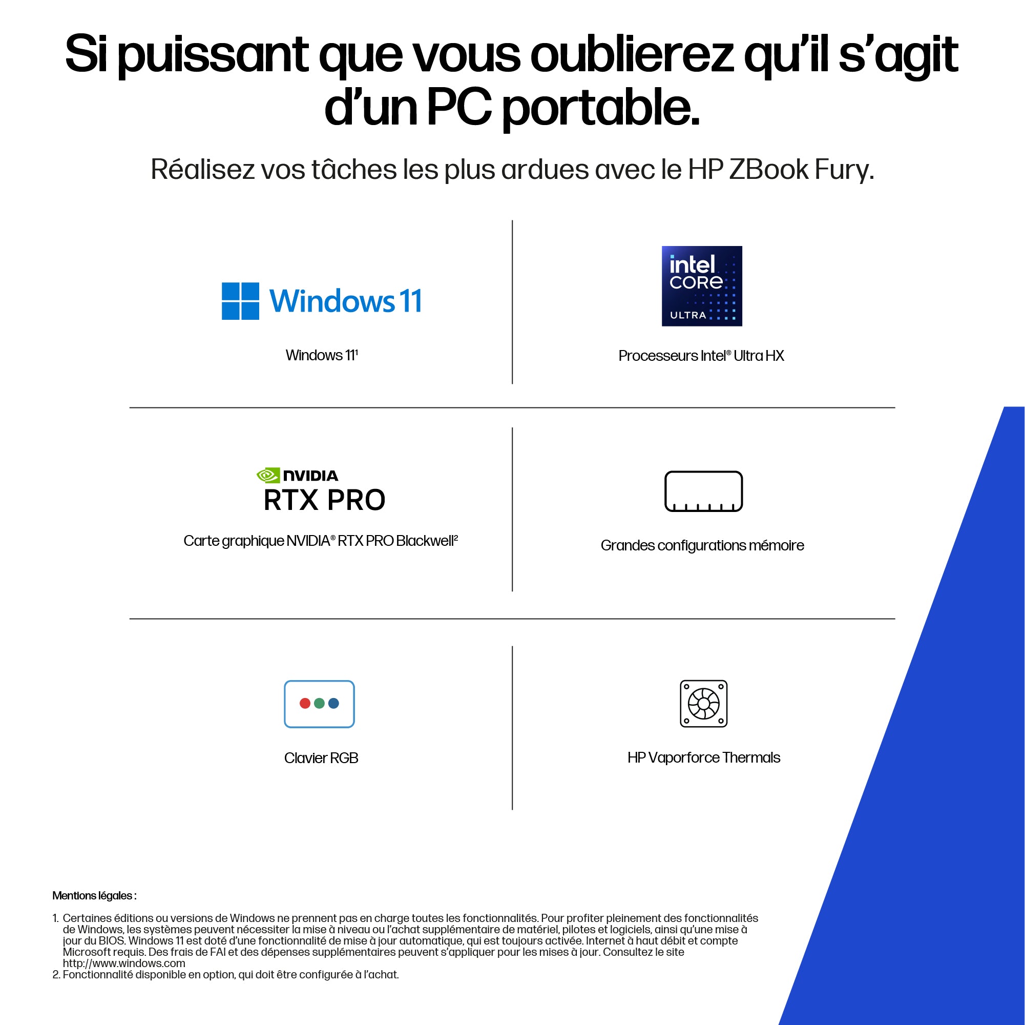 HP ZBook Fury G1i 16 Intel Core Ultra 7 255HX 16p 2.5K 32Go DDR5 1To SSD be+BT 8C Batt FPS W11P 1yr Wrty
