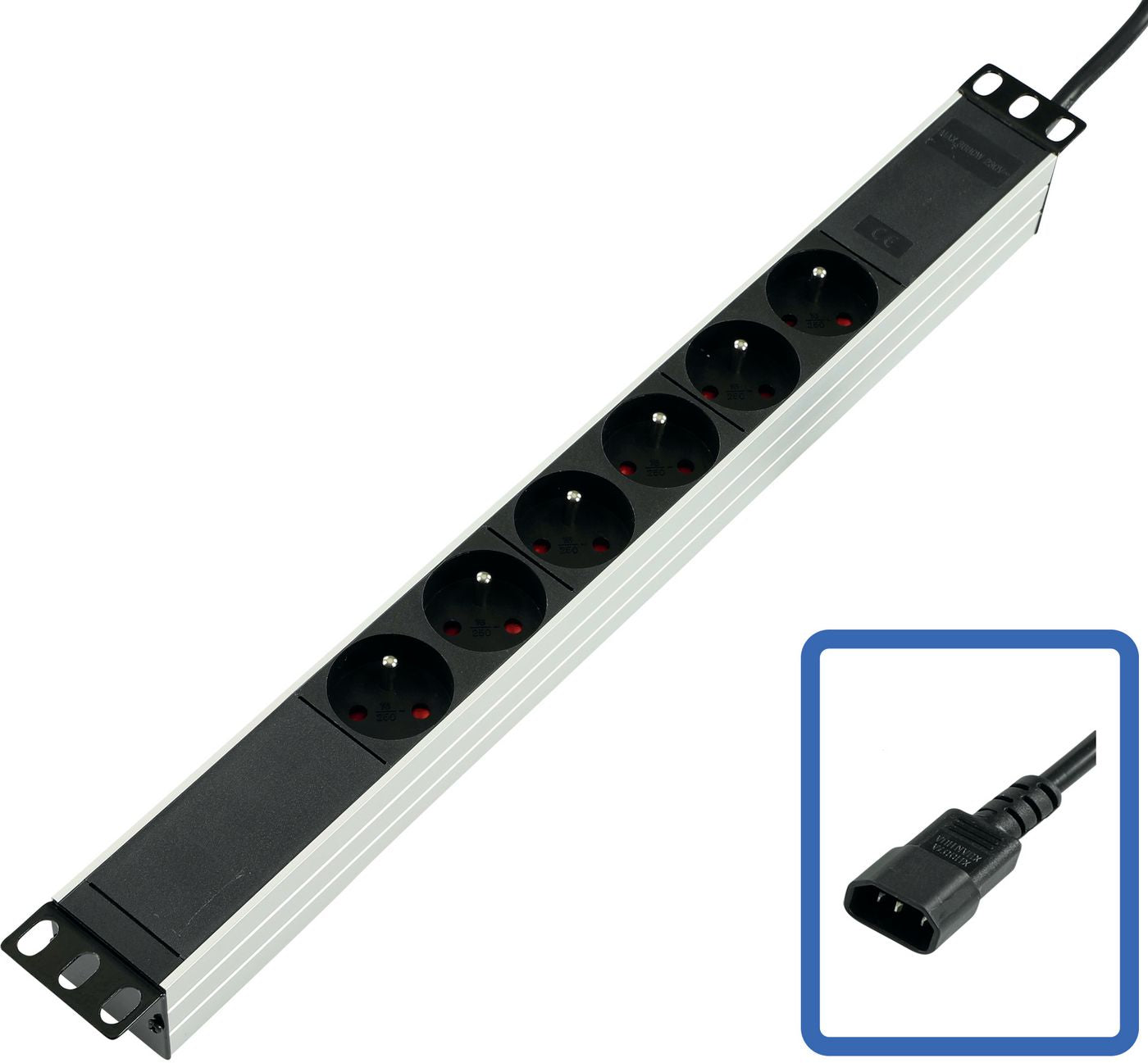 Multiprise rackable 19" 6 prises / cordon C14