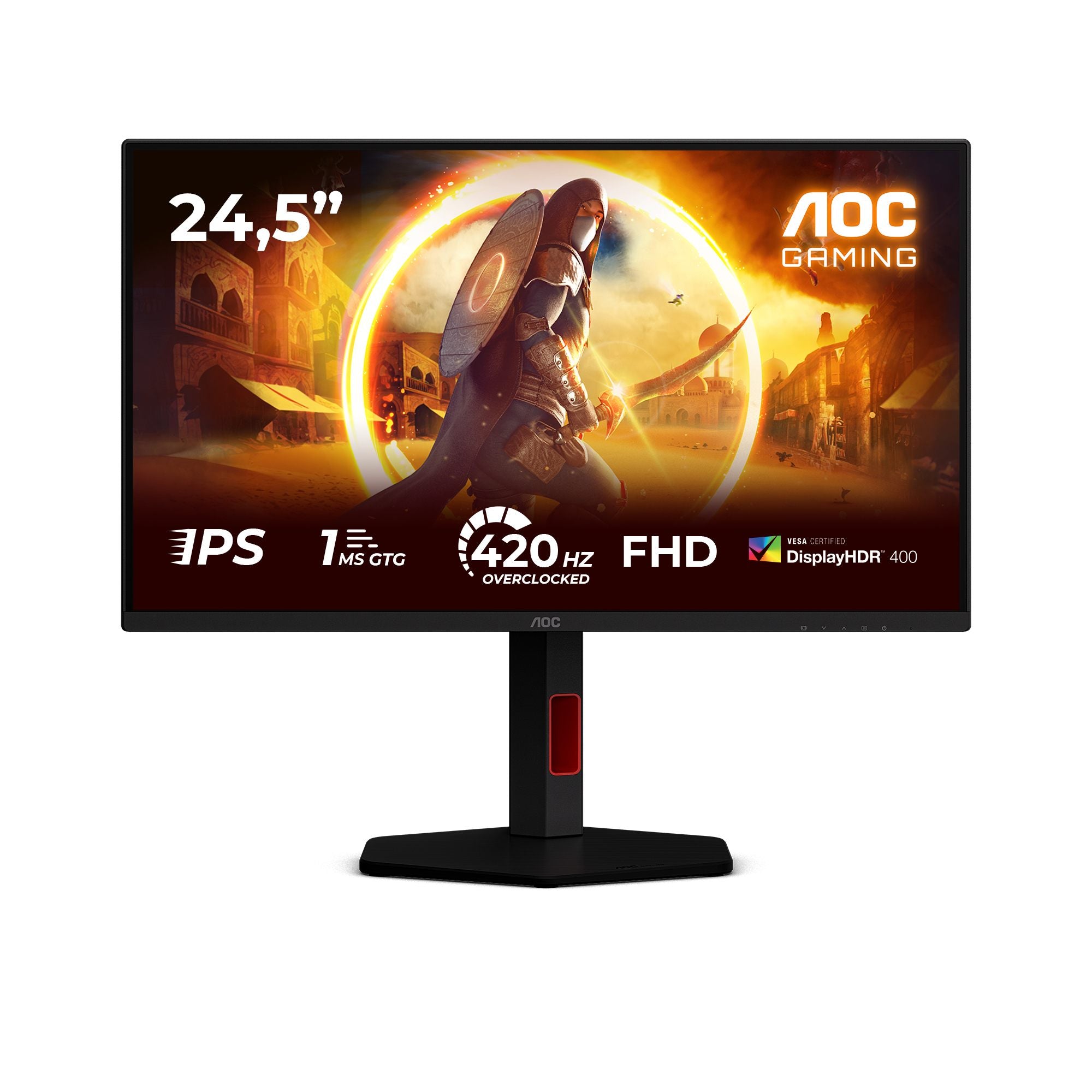 AOC 25G4KUR 24.5p 1920x1080 Fast IPS Flat H/A 130MM 400Hz USB HUB DP HDMI 400cd/m2