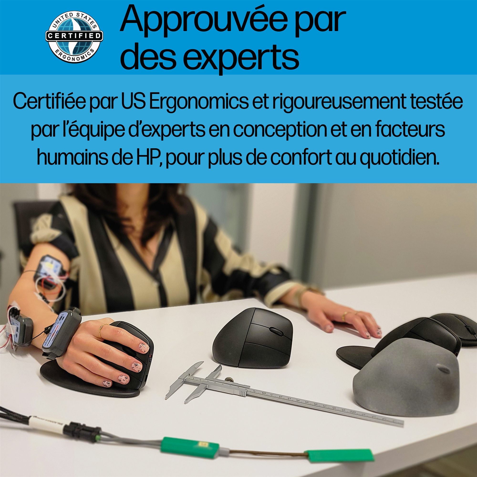 Souris sans fil HP 925 Ergonomique Verticale - récepteur USB + Bluetooth noir (6H1A5AA)