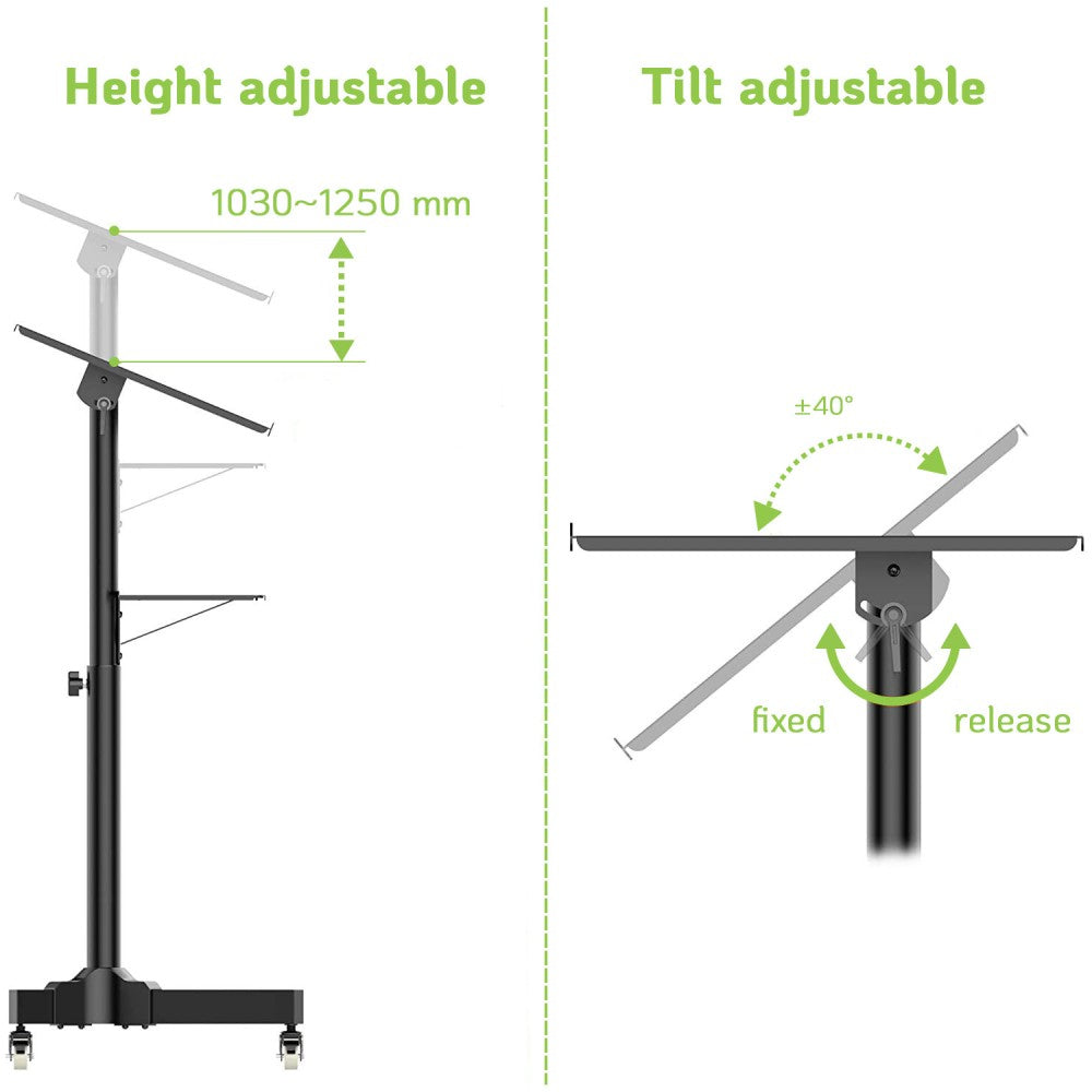Techly ICA-TB TPM-1BK Table pour ordinateur portable noire